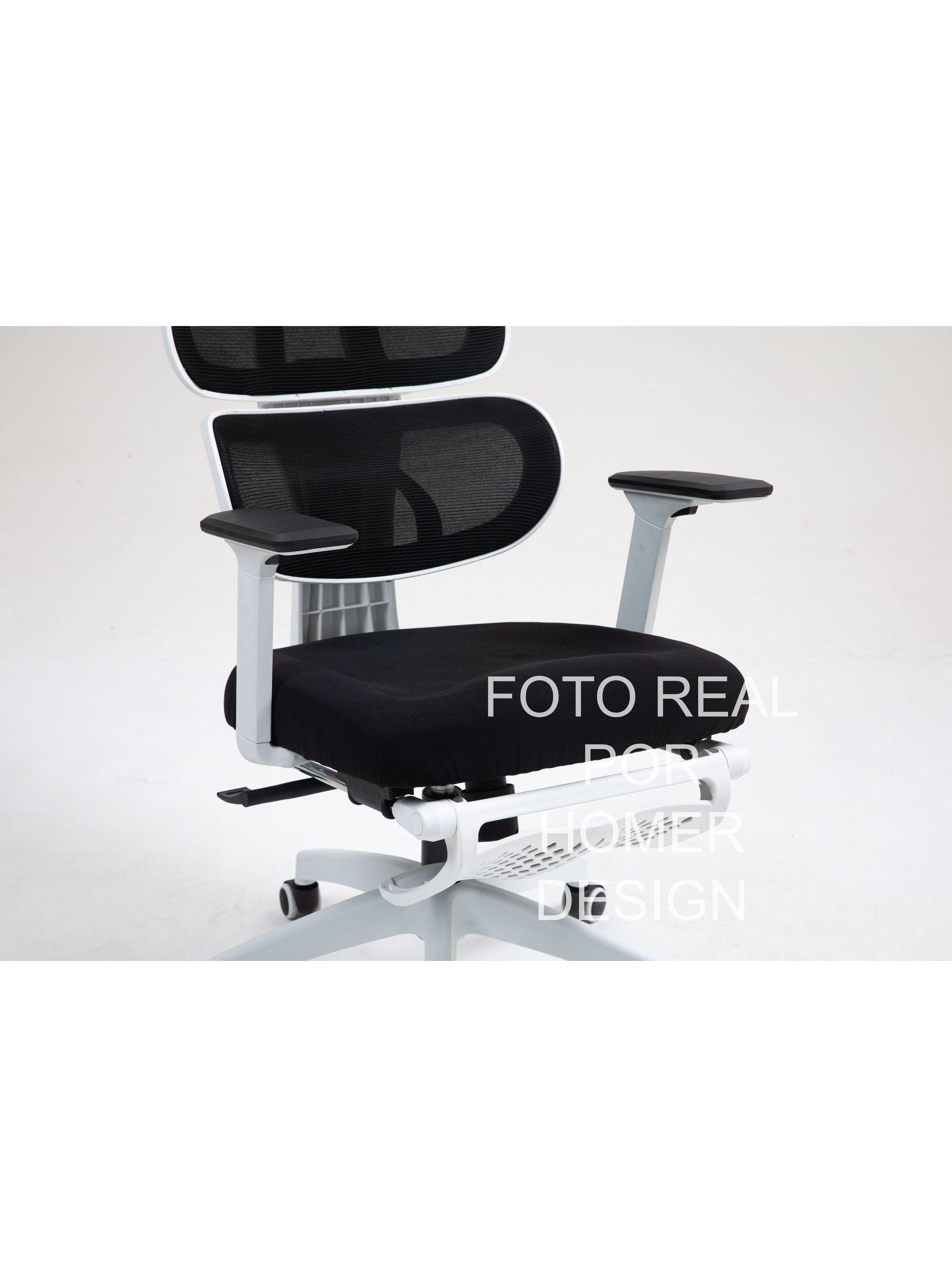 Silla Ergonómica Oficina Ejecutiva Reclinable Con Colgador Homer Design Negro Algodón-5