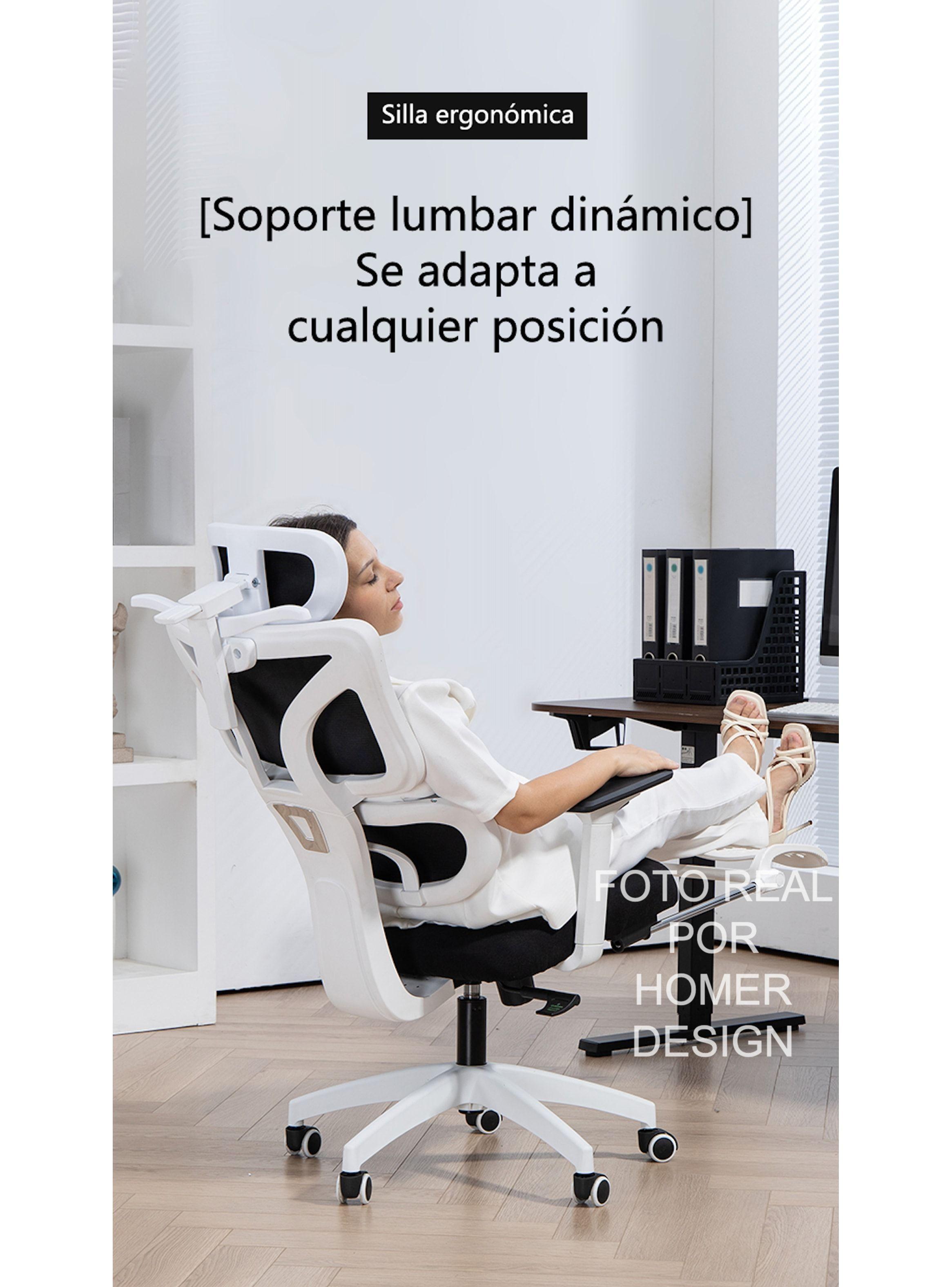 Silla Ergonómica Oficina Ejecutiva Reclinable Con Colgador Homer Design Negro Algodón-6
