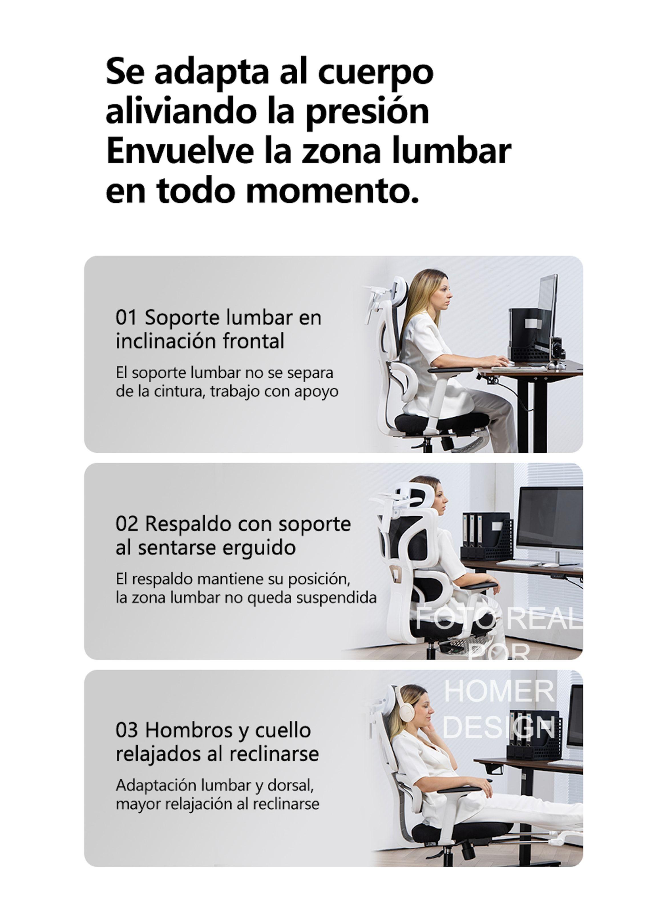 Silla Ergonómica Oficina Ejecutiva Reclinable Con Colgador Homer Design Negro Algodón-7