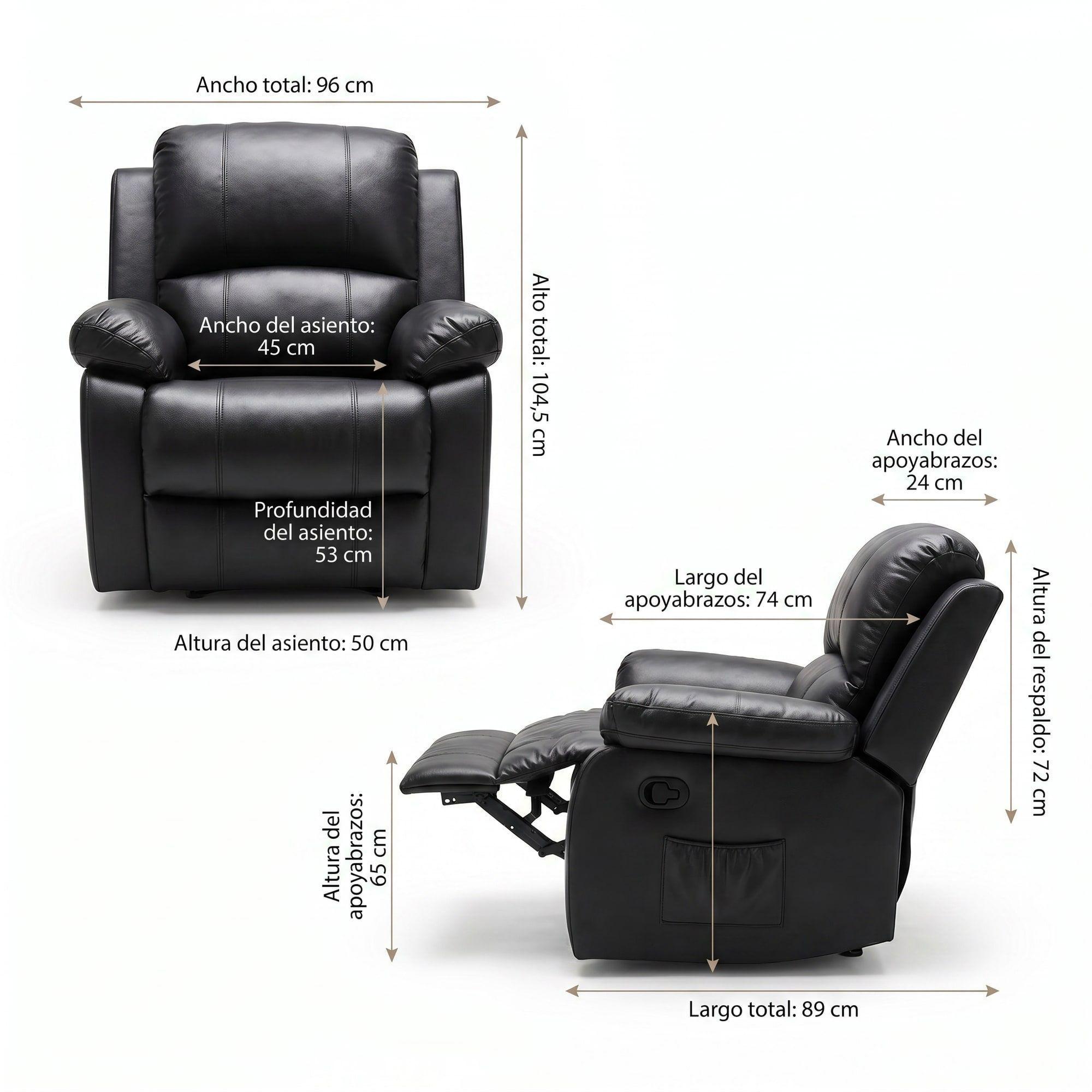 Berger Reclinable Homer Masaje + Reclinable + Calefaccion Negro-2