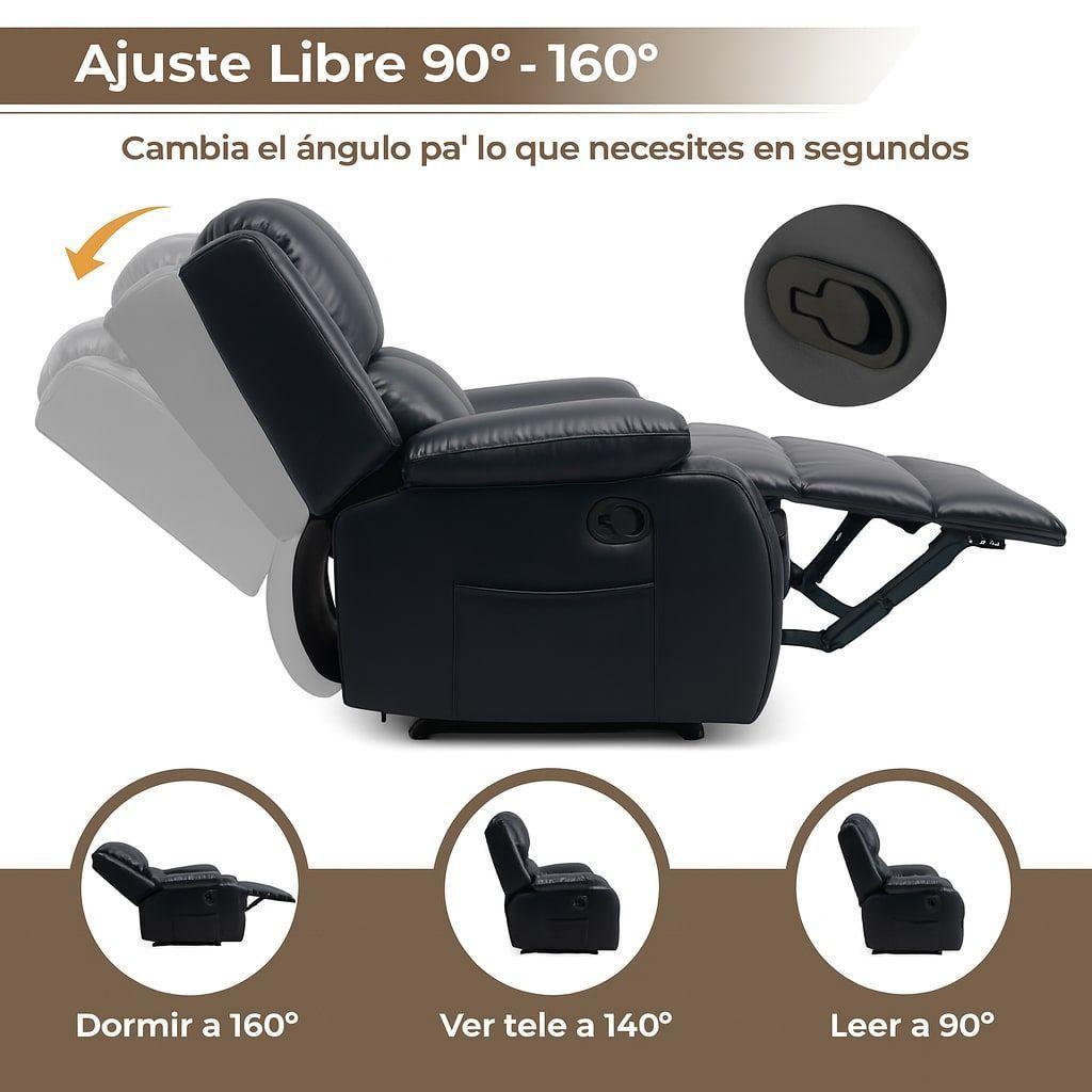 Berger Reclinable Homer Masaje + Reclinable + Calefaccion Negro-4