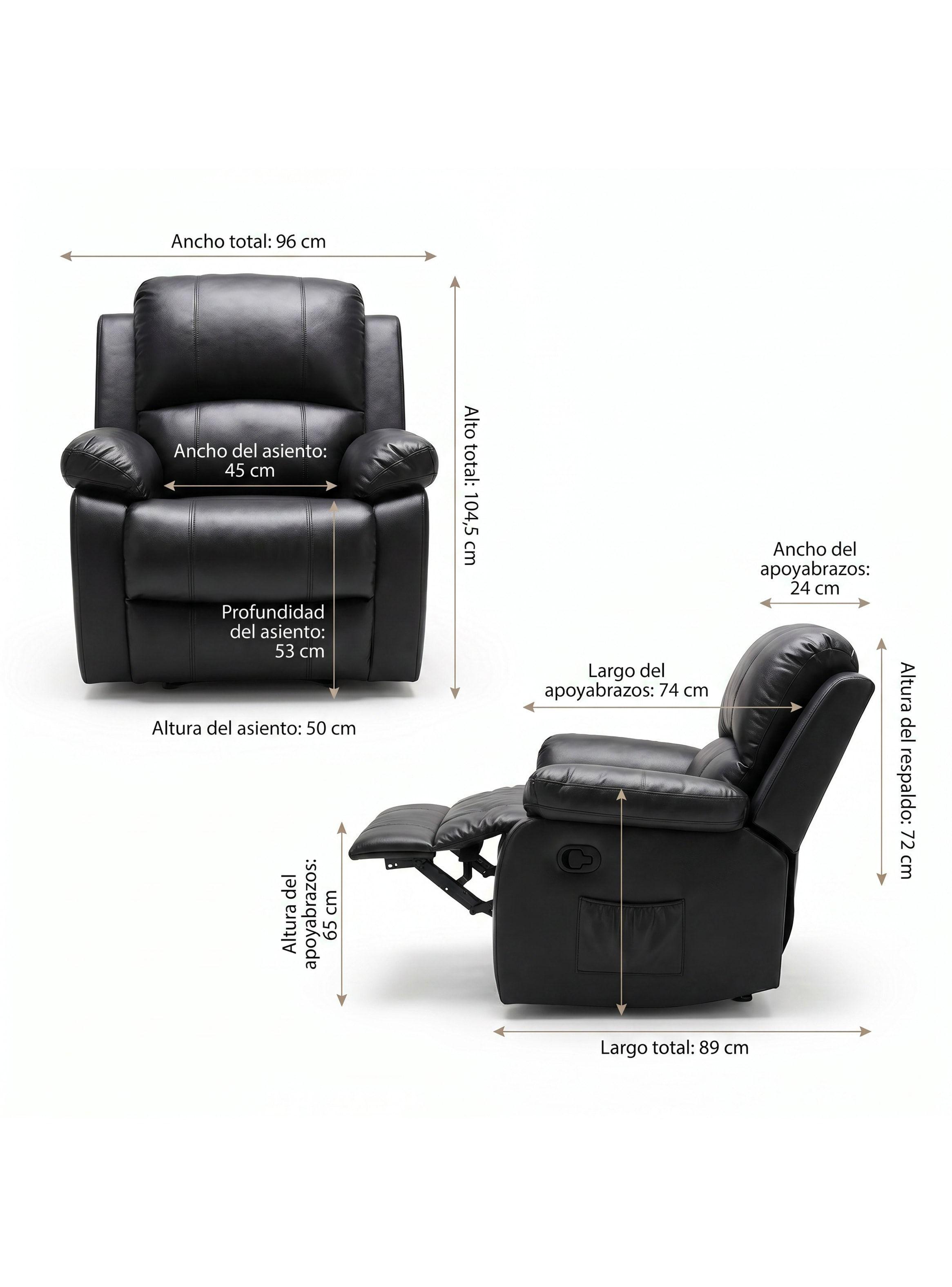Berger Reclinable Homer Masaje + Reclinable + Calefaccion Negro-2
