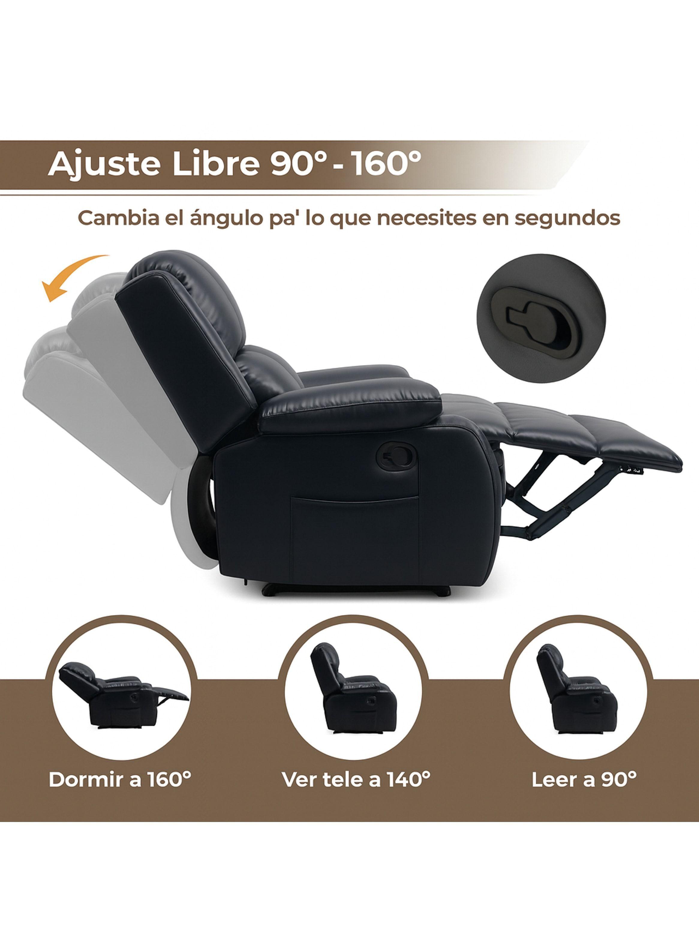 Berger Reclinable Homer Masaje + Reclinable + Calefaccion Negro-4