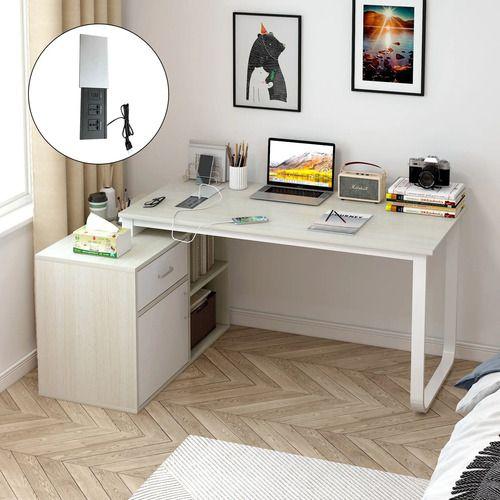 Escritorio Con Enchufe Con Tapa Integrado Forma L Usb+usb-c Marrón-2