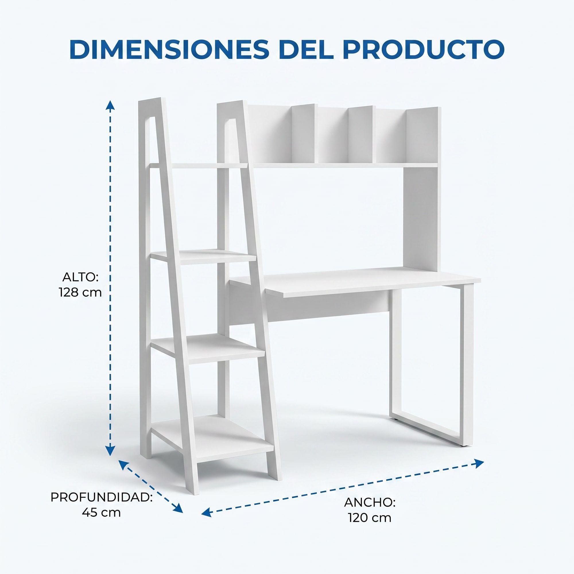 Escritorio Moderno Oficina Con Repisas Organizador120x128x45 Blanco-2