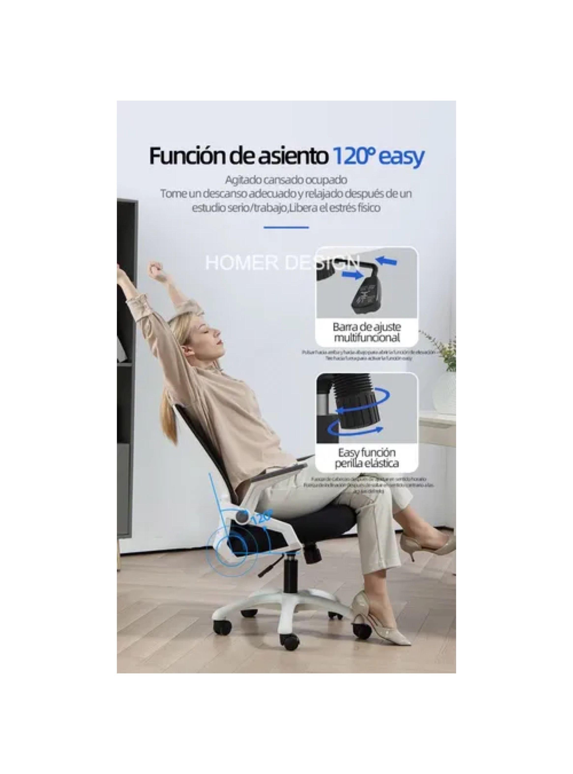 Silla De Oficina Escritorio Ejecutiva Con Asiento De Memoria Blanco Con Gris-7