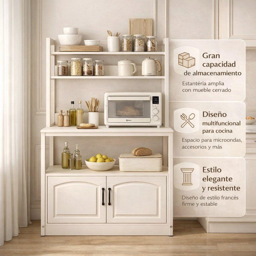 Mueble De Cocina Estante Organizador Con Puerta 100x40x158cm Blanco-2