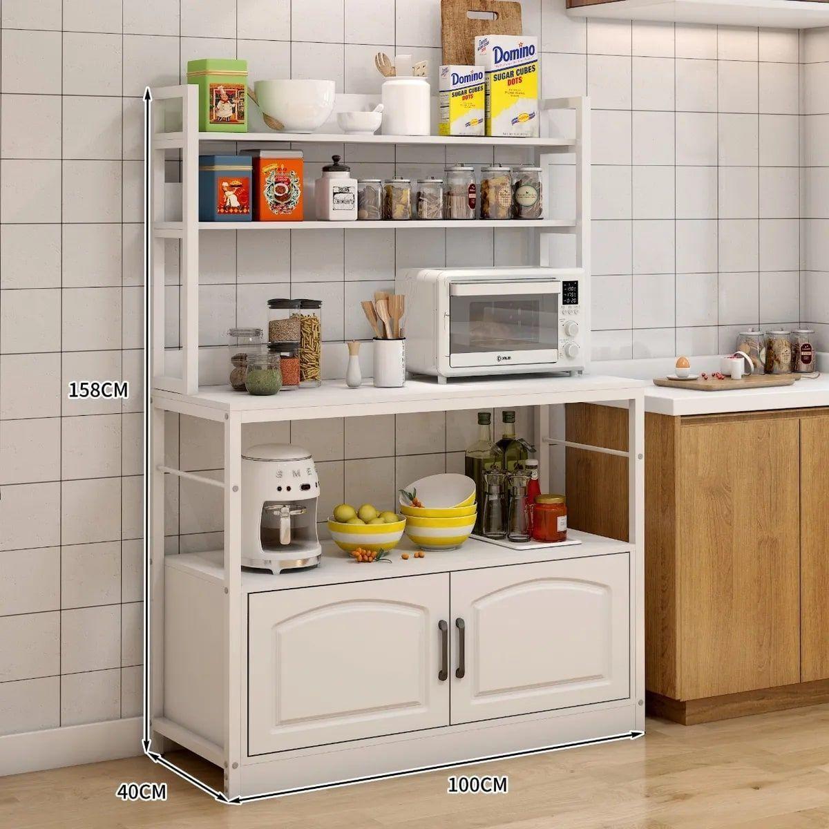Mueble De Cocina Estante Organizador Con Puerta 100x40x158cm Blanco-3