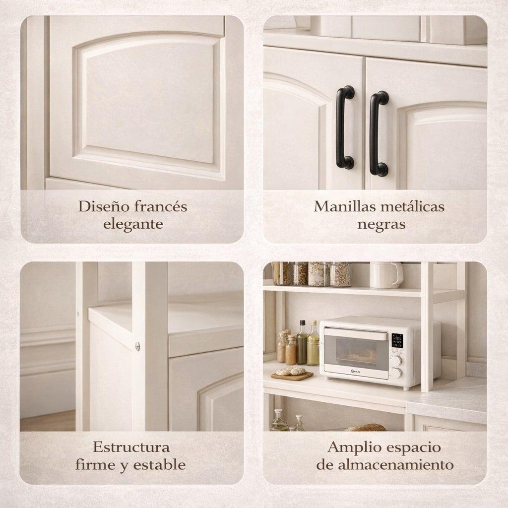 Mueble De Cocina Estante Organizador Con Puerta 100x40x158cm Blanco-4