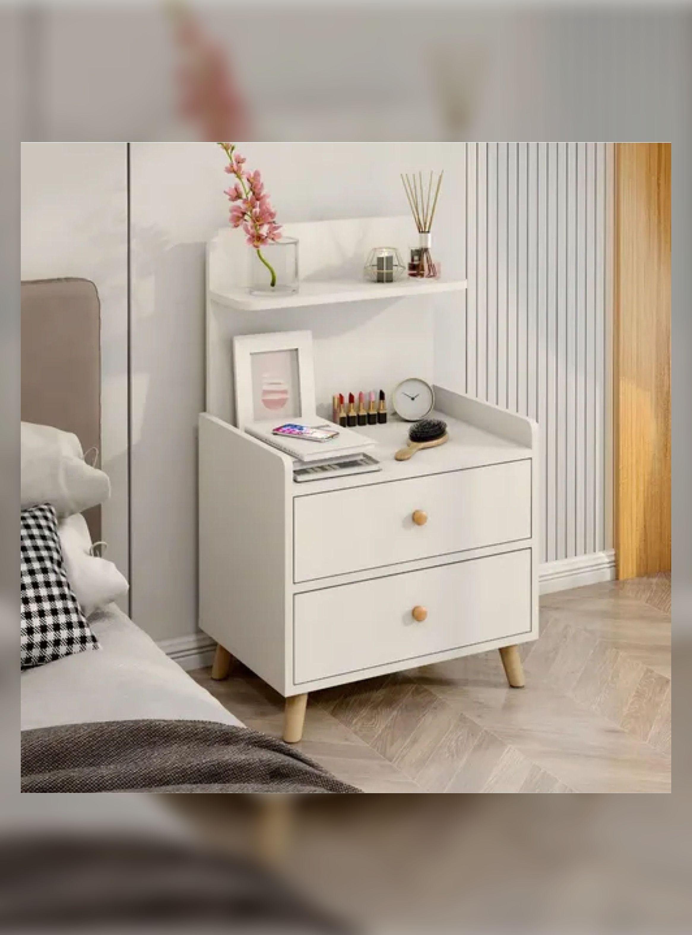 Velador Vanguardia 2 Cajones Bicolor 45*40*70 Con Respaldo-0