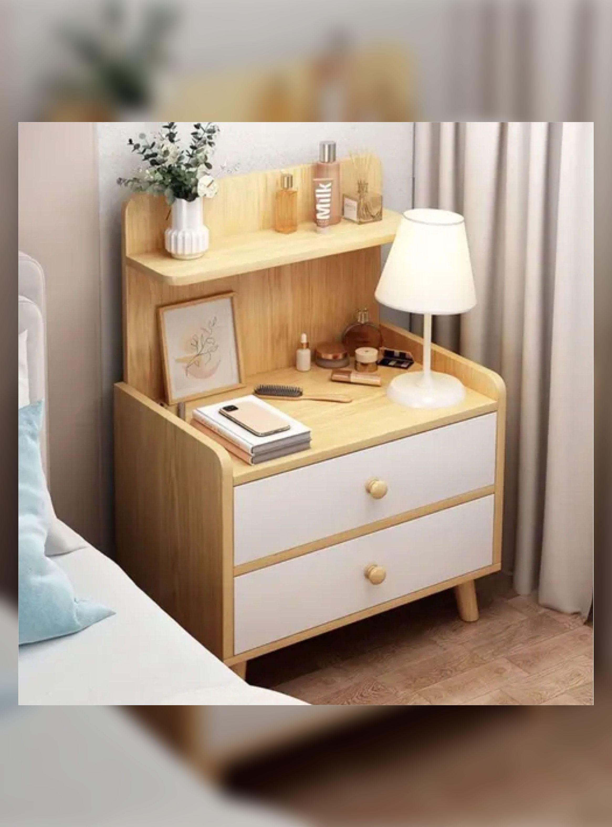 Velador Vanguardia 2 Cajones Bicolor 45*40*70 Con Respaldo-0