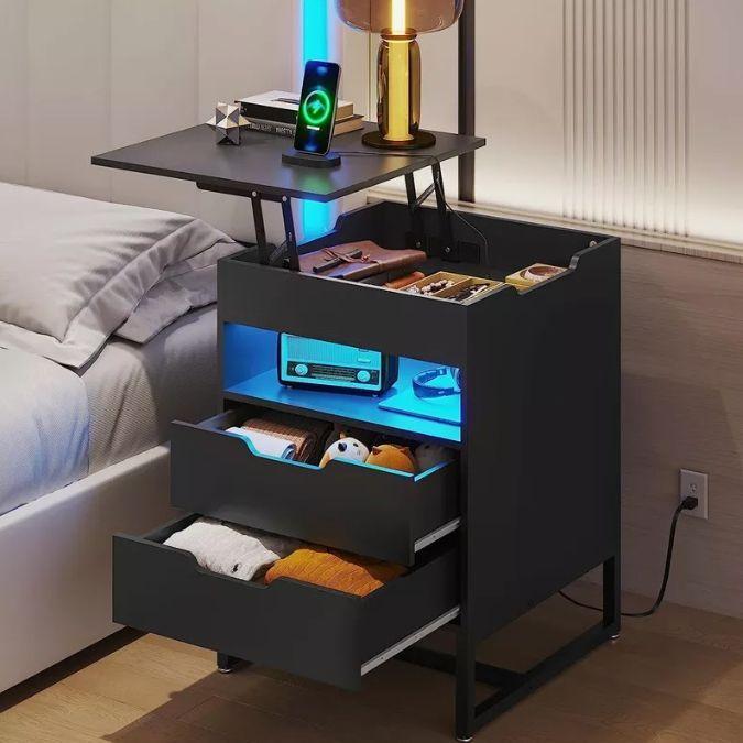 Velador Elevable Con Luz Y Echufe 2 Tiras 45x35x70cm-1