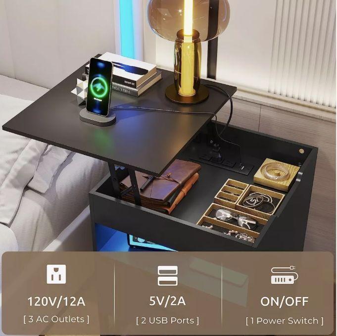 Velador Elevable Con Luz Y Echufe 2 Tiras 45x35x70cm-4