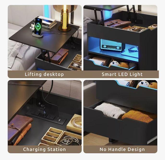 Velador Elevable Con Luz Y Echufe 2 Tiras 45x35x70cm-5