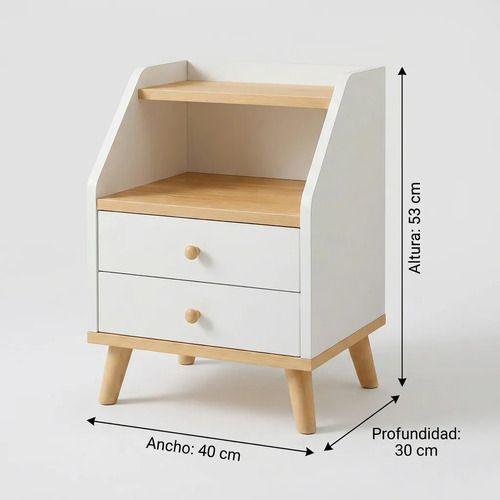 Velador 2 Niveles Con Cajones Homer Design 40*30*53 Color Blanco Mate-2
