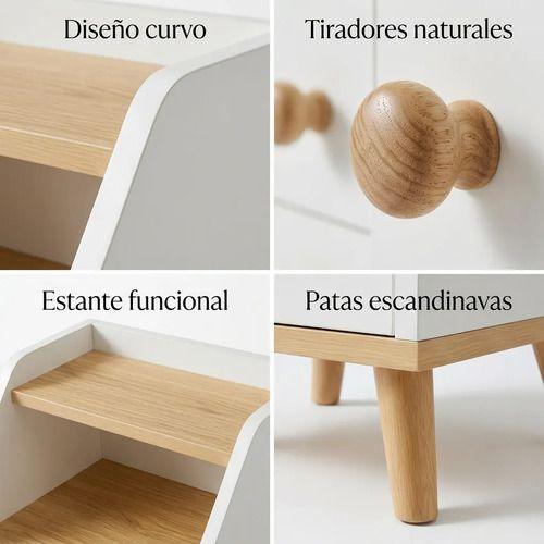 Velador 2 Niveles Con Cajones Homer Design 40*30*53 Color Blanco Mate-3