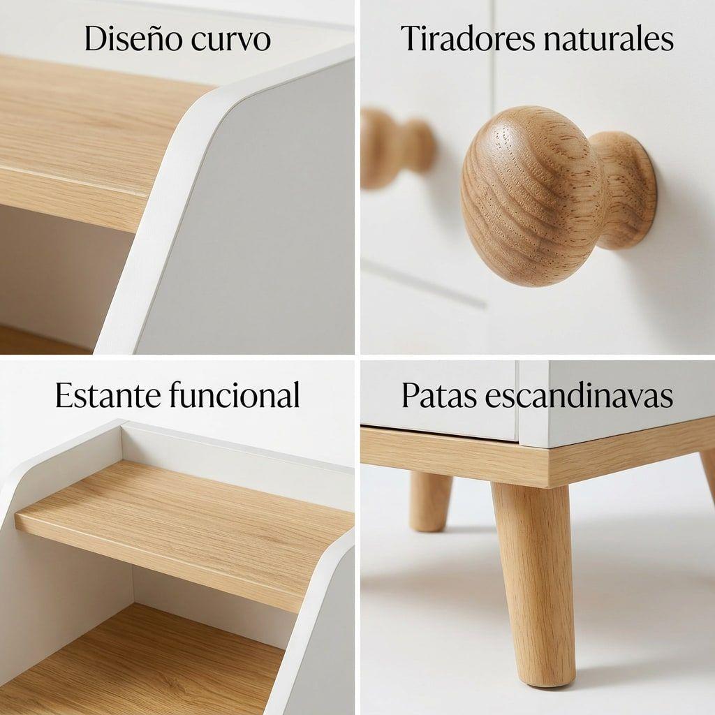 Velador 2 Niveles Con Cajones Homer Design 40*30*53 Color Blanco Mate-3