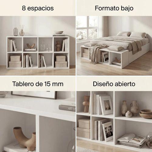 Biblioteca Librero Multiuso Para Living Sala Estar 110x30x60 Color Blanco-3