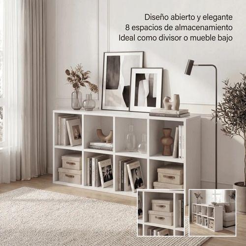 Biblioteca Librero Multiuso Para Living Sala Estar 110x30x60 Color Blanco-5