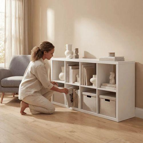 Biblioteca Librero Multiuso Para Living Sala Estar 110x30x60 Color Blanco-6