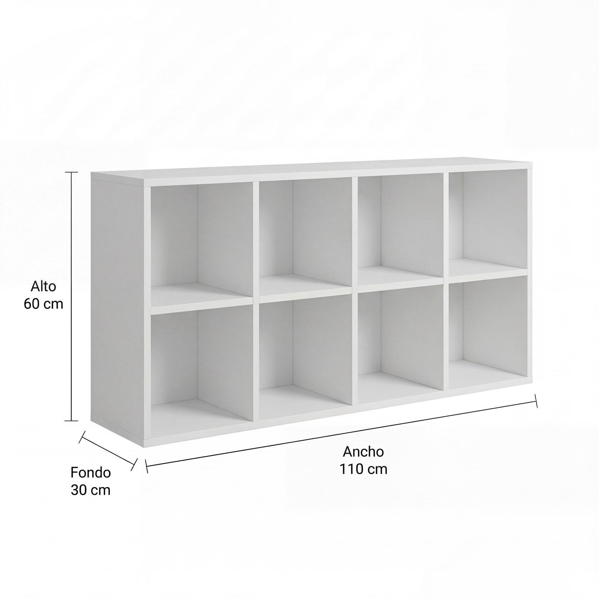Biblioteca Librero Multiuso Para Living Sala Estar 110x30x60 Color Blanco-2