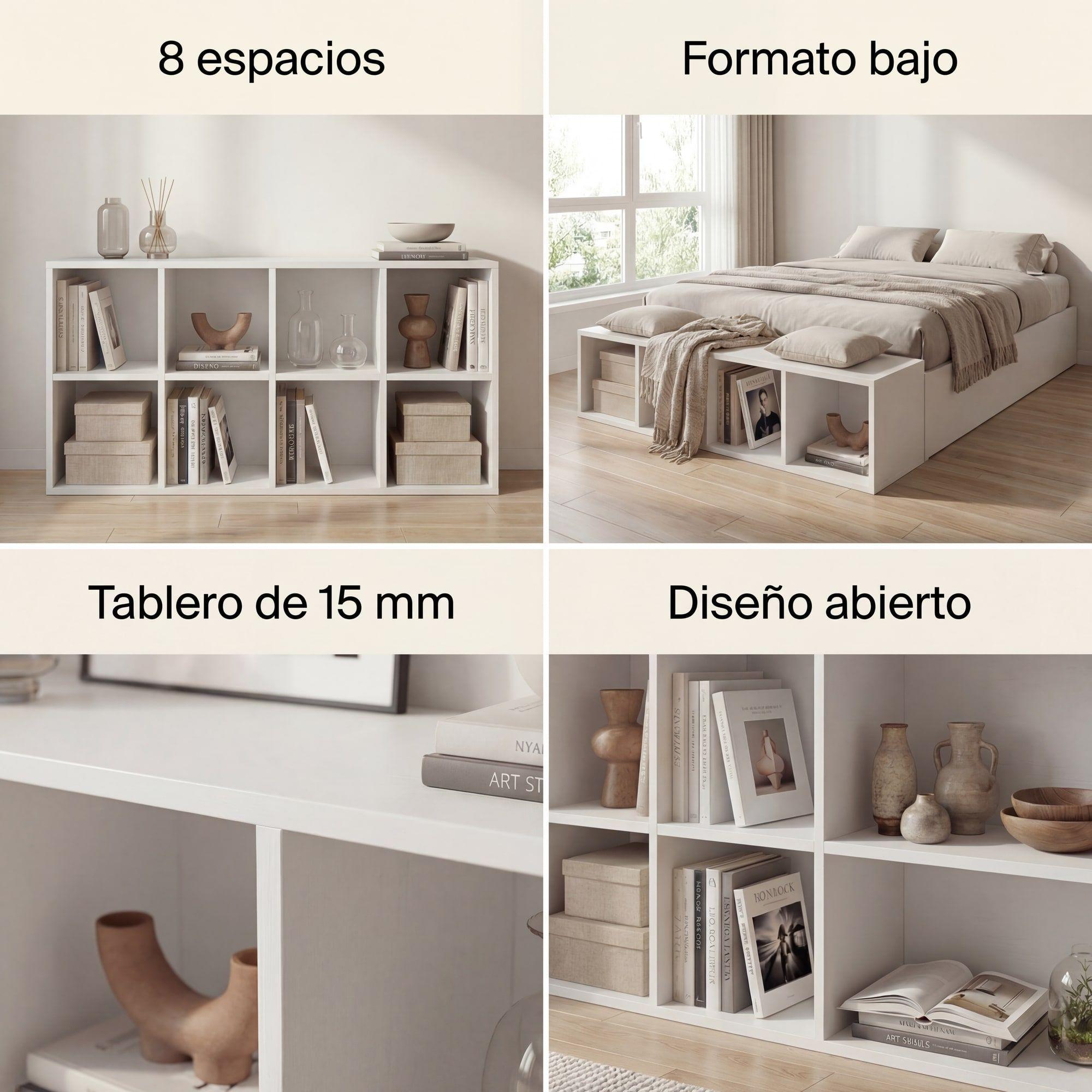 Biblioteca Librero Multiuso Para Living Sala Estar 110x30x60 Color Blanco-3