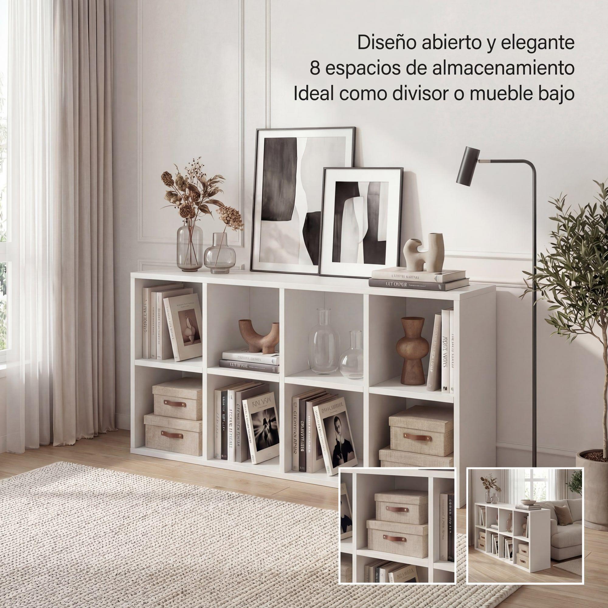 Biblioteca Librero Multiuso Para Living Sala Estar 110x30x60 Color Blanco-6