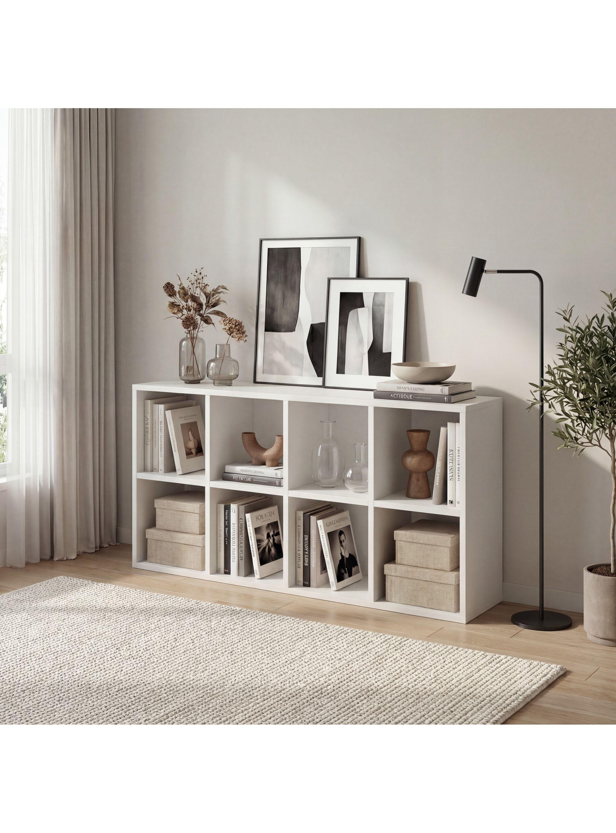 Biblioteca Librero Multiuso Para Living Sala Estar 110x30x60 Color Blanco-0