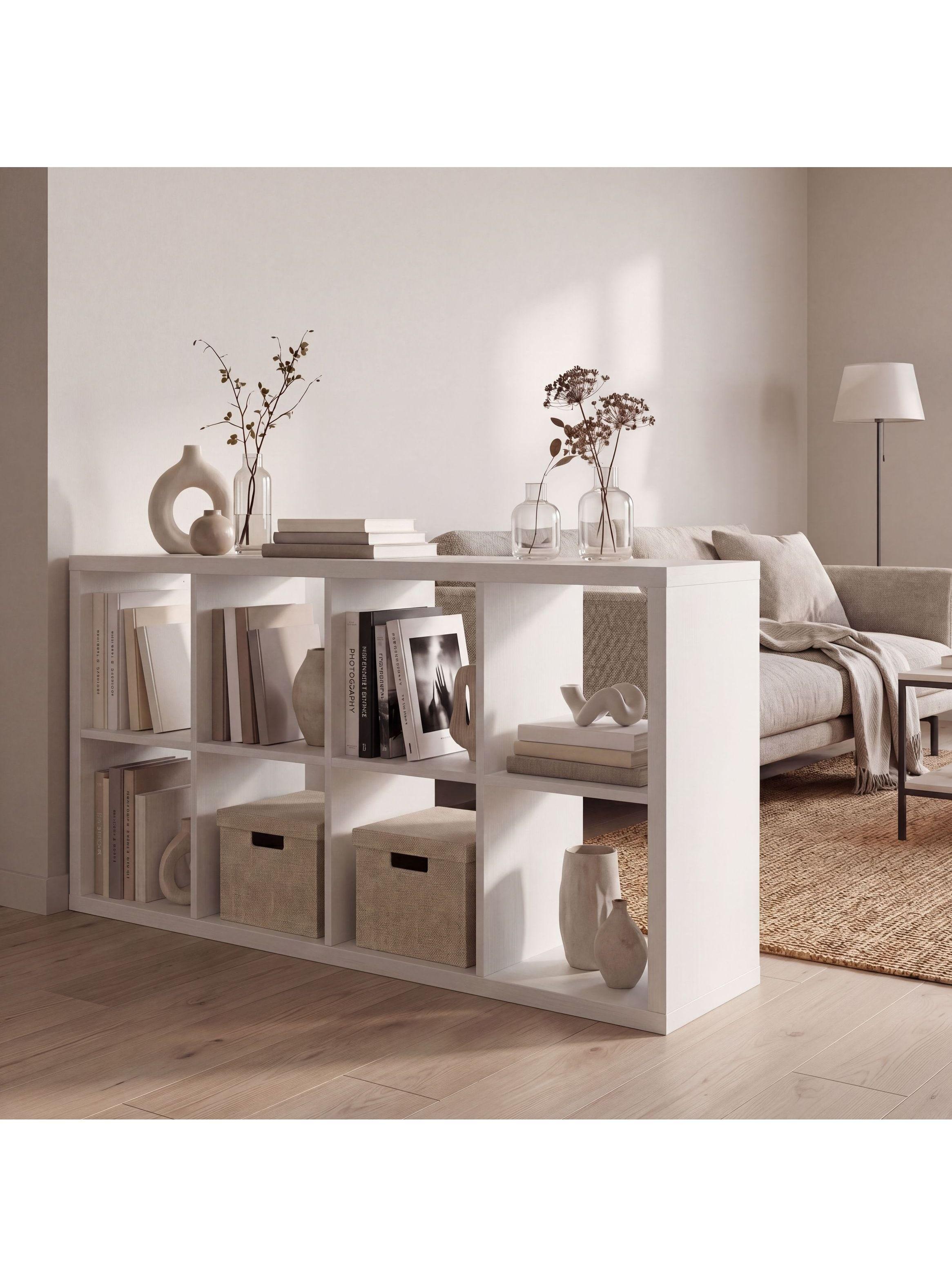 Biblioteca Librero Multiuso Para Living Sala Estar 110x30x60 Color Blanco-1