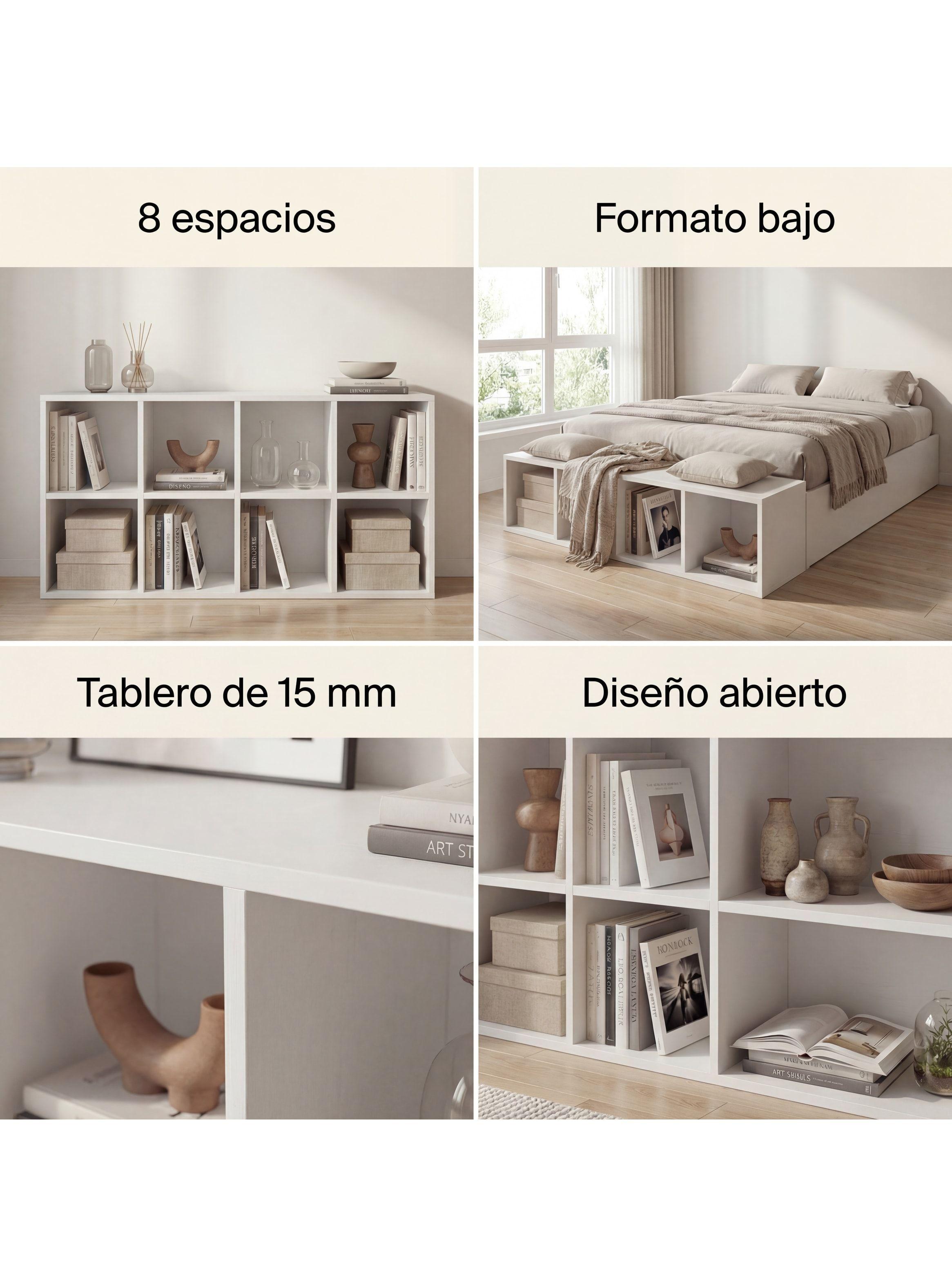 Biblioteca Librero Multiuso Para Living Sala Estar 110x30x60 Color Blanco-3