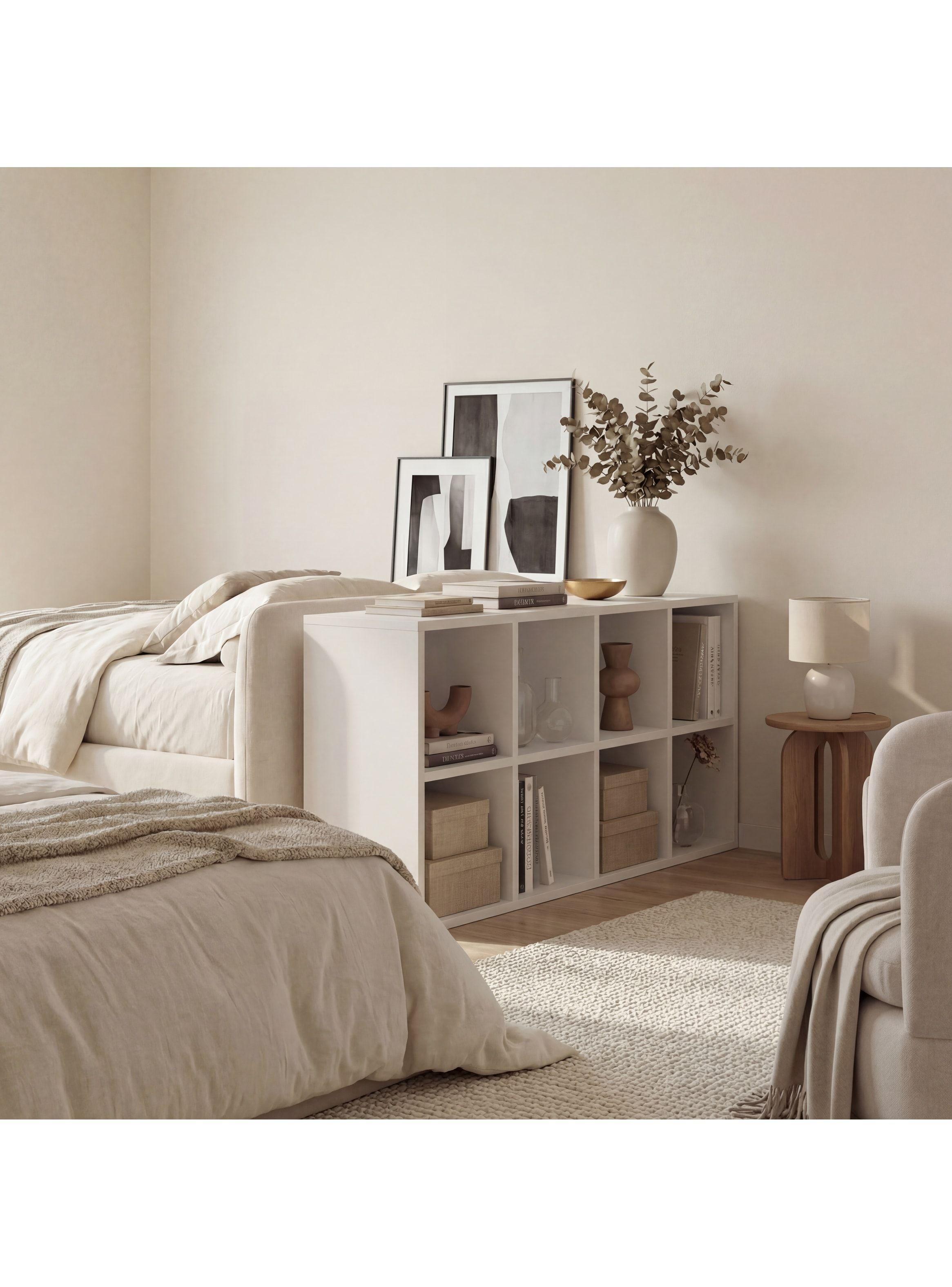 Biblioteca Librero Multiuso Para Living Sala Estar 110x30x60 Color Blanco-4