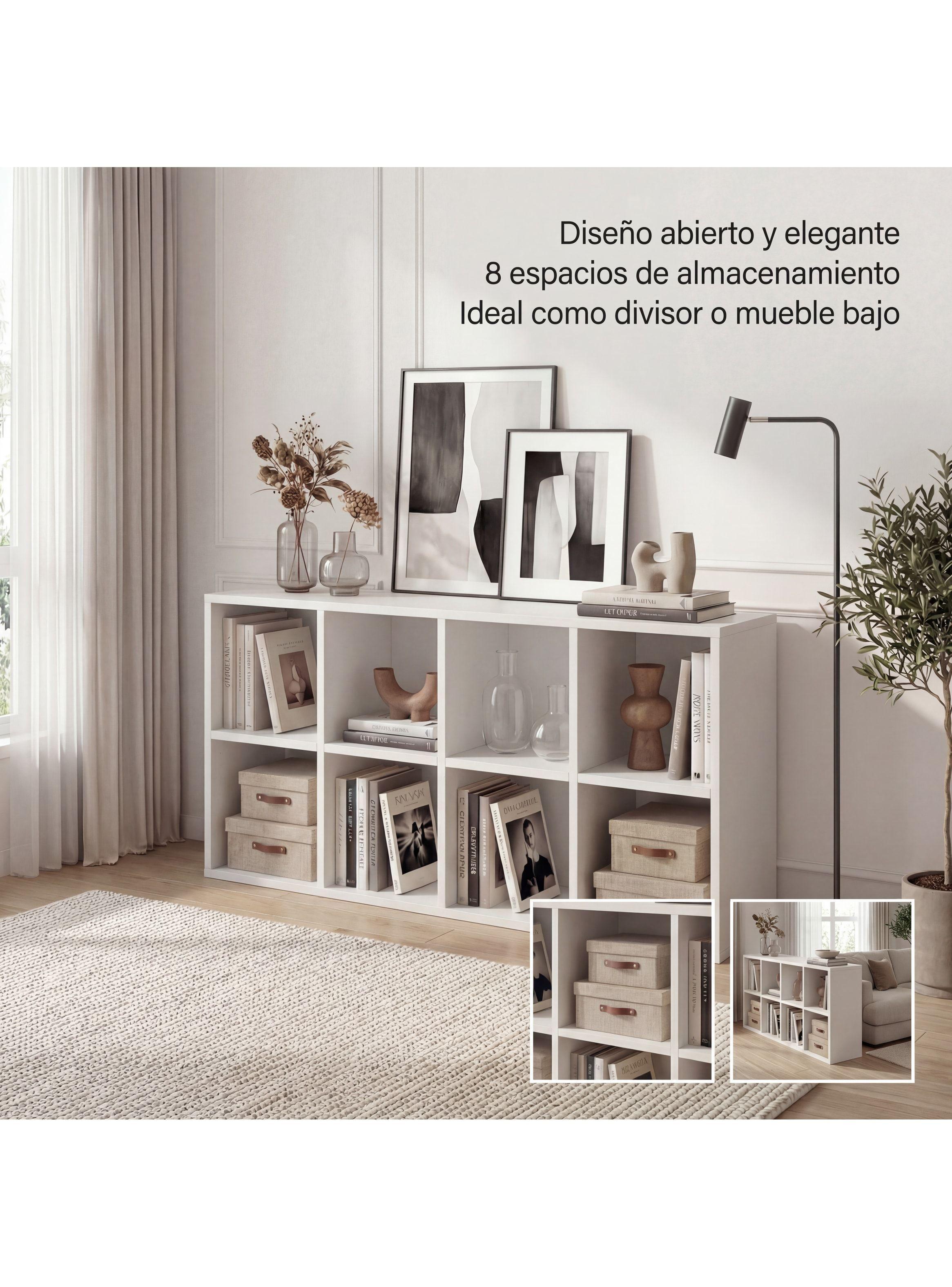 Biblioteca Librero Multiuso Para Living Sala Estar 110x30x60 Color Blanco-5