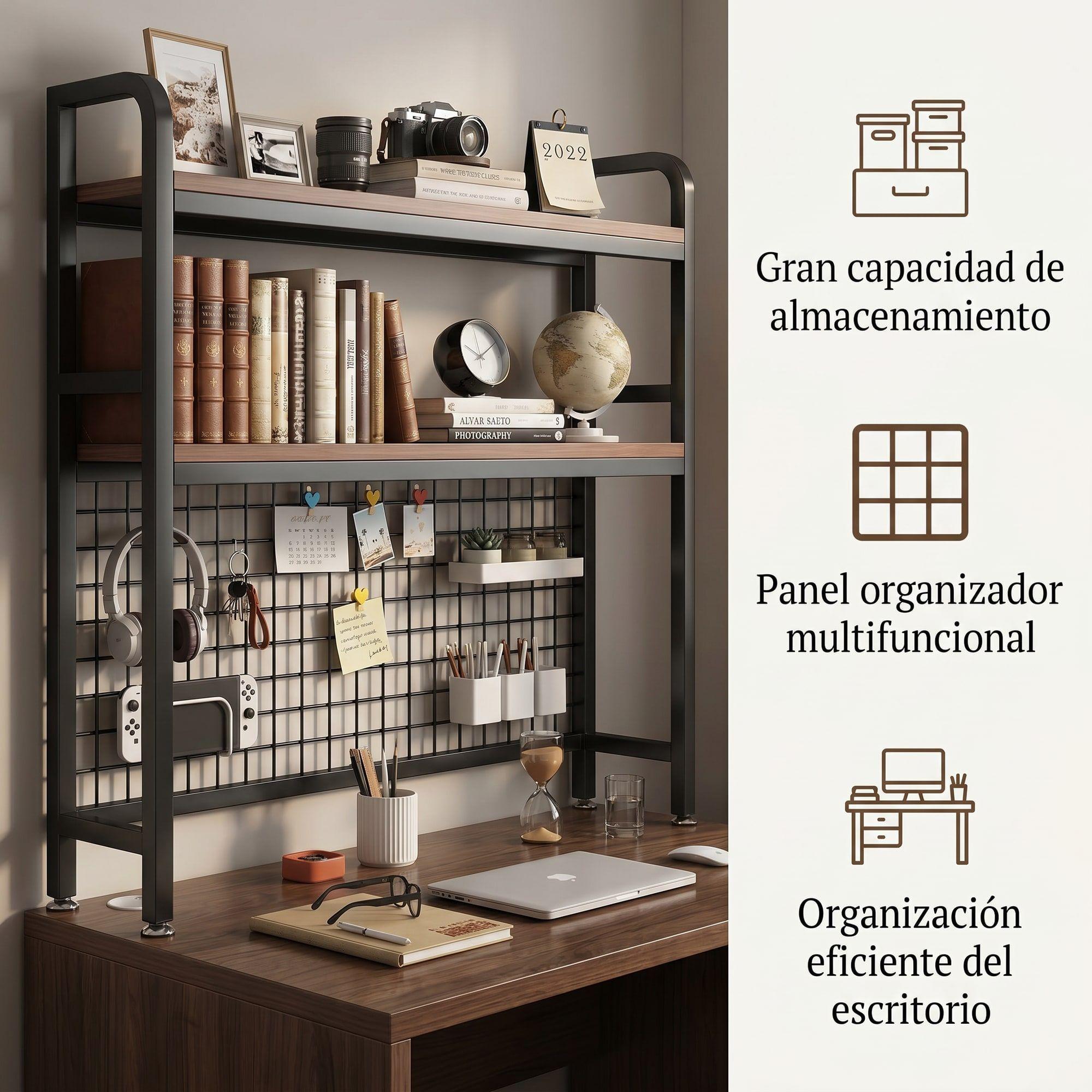Organizador De Escritorio Multifuncional Con Repisa Metal-1