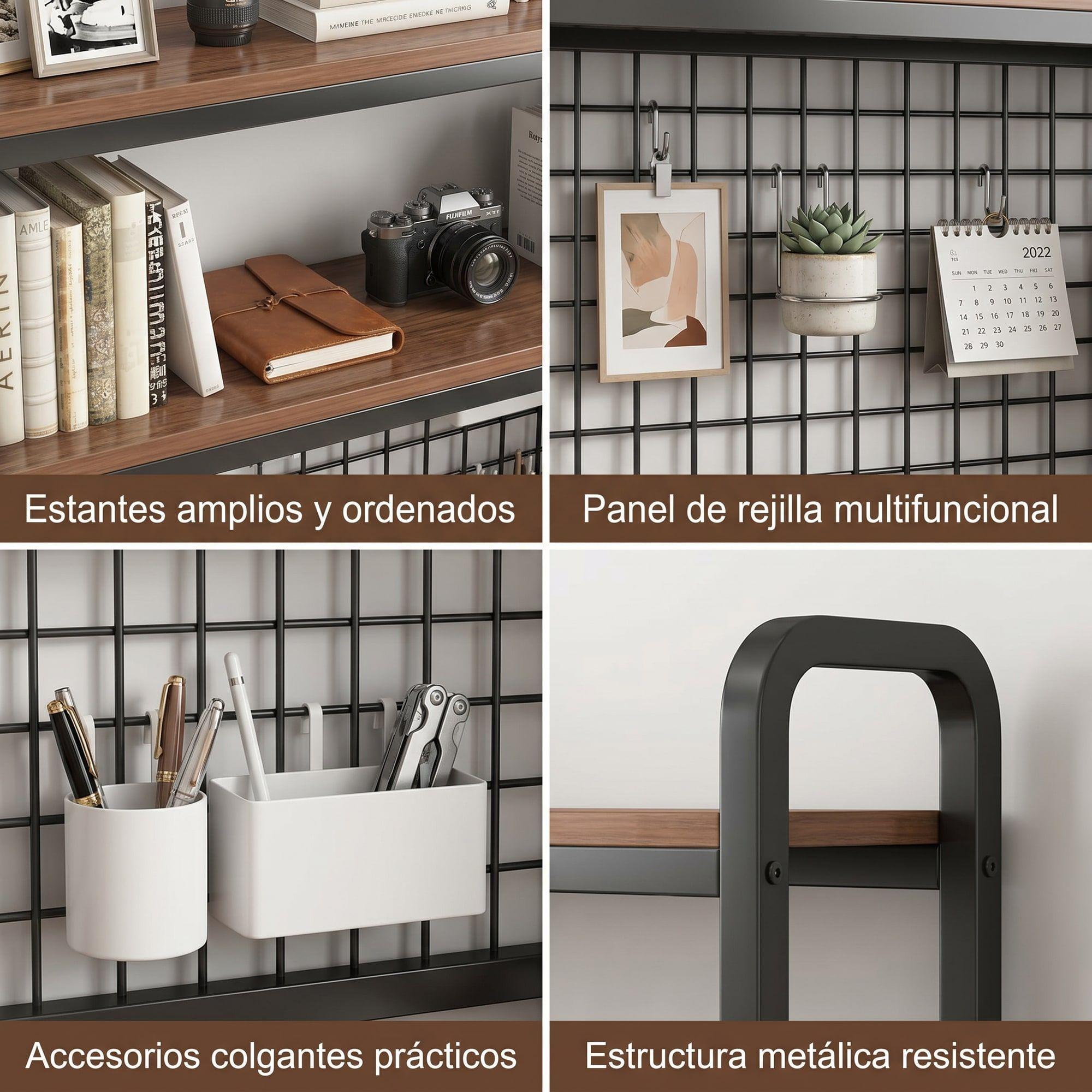 Organizador De Escritorio Multifuncional Con Repisa Metal-3