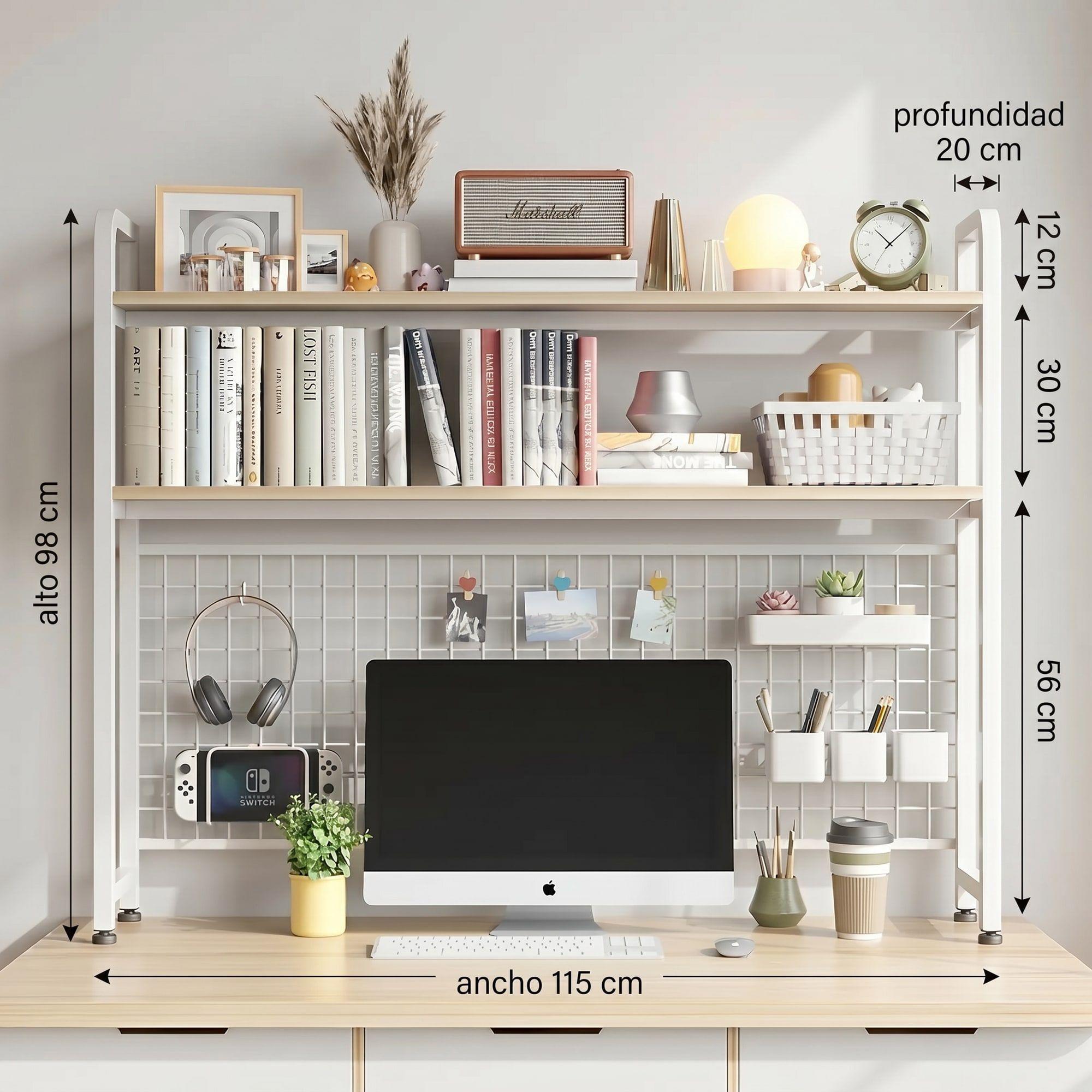 Organizador De Escritorio Multifuncional Con Repisa Metal-2