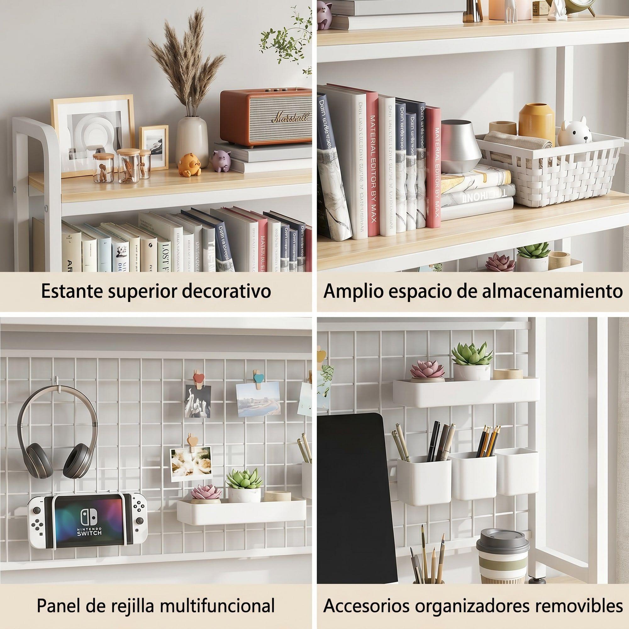 Organizador De Escritorio Multifuncional Con Repisa Metal-3