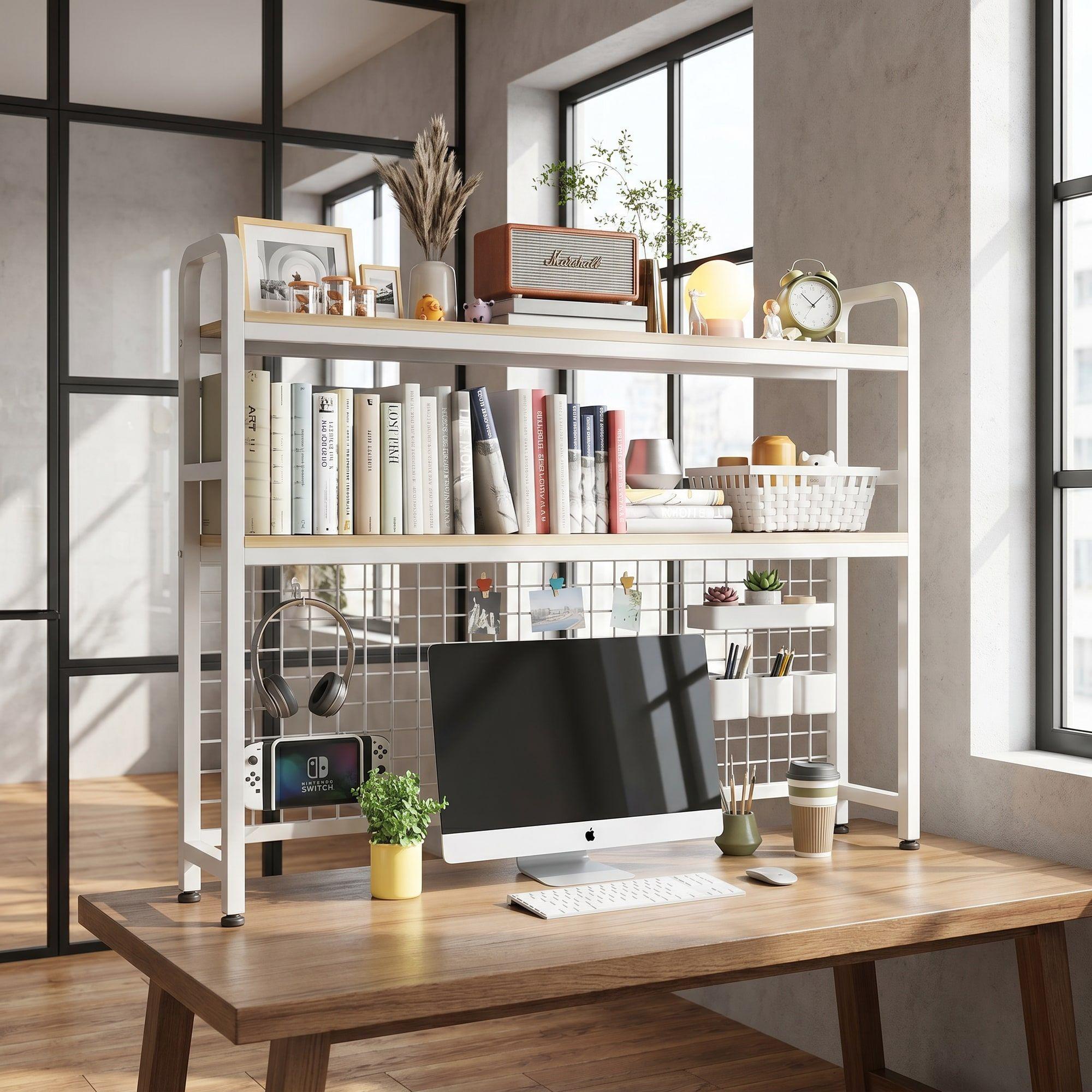 Organizador De Escritorio Multifuncional Con Repisa Metal-6