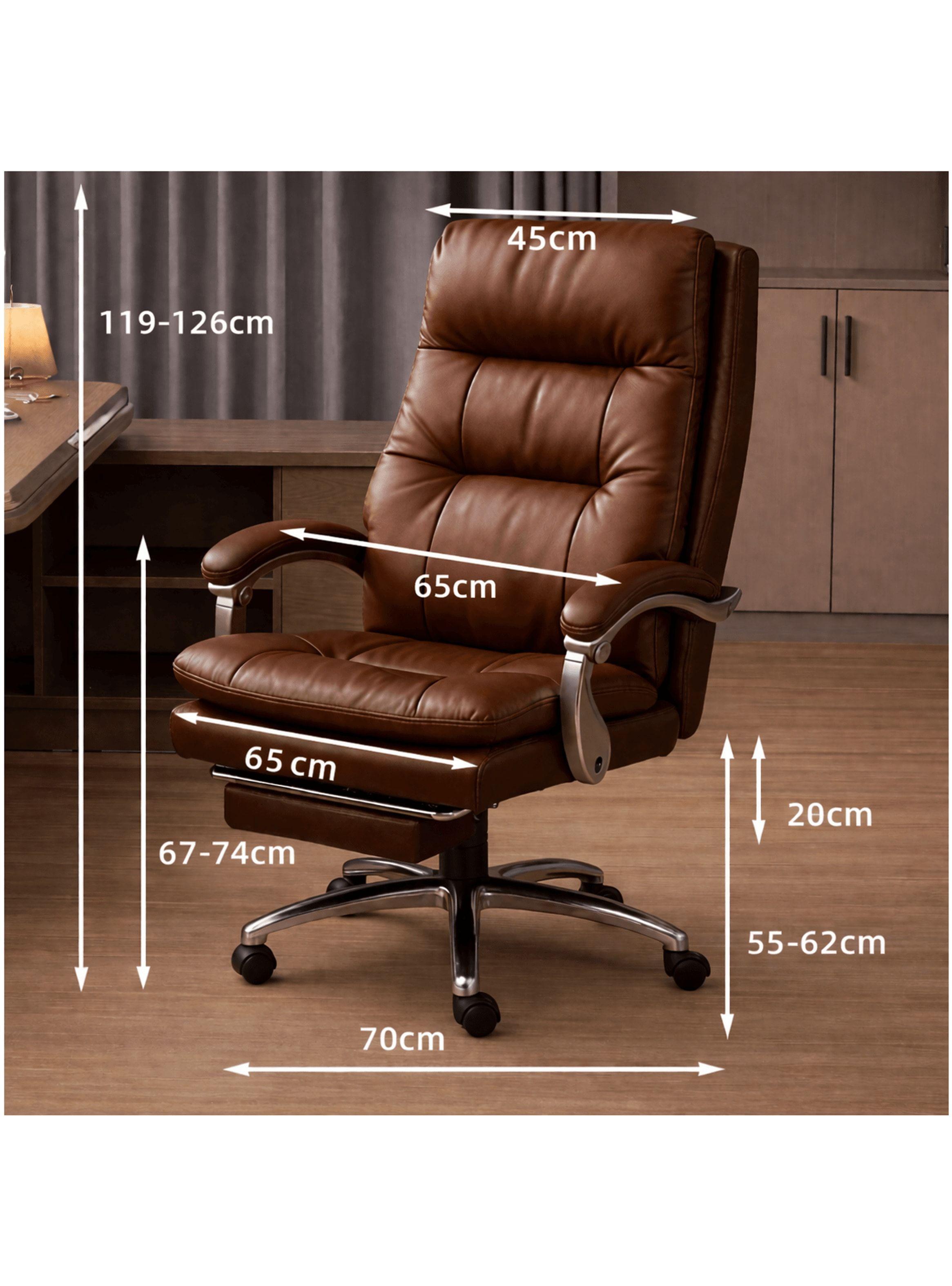 Silla Oficina Gerencial Asiento De Cuero Pata Acero Premium Color Café Material Del Tapizado Cuero-3