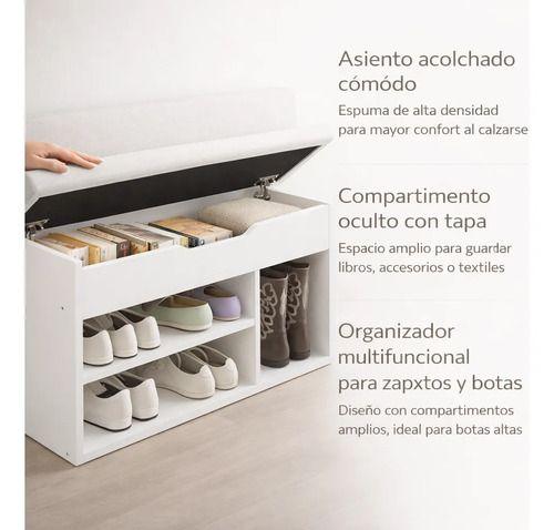 Zapatero Organizador Zapatos Banca Probador De Zapato Bota Blanca-2
