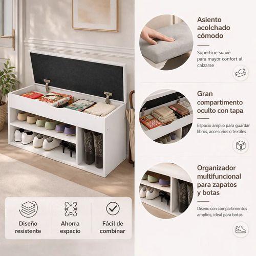 Zapatero Organizador Zapatos Banca Probador De Zapato Bota Blanca-4