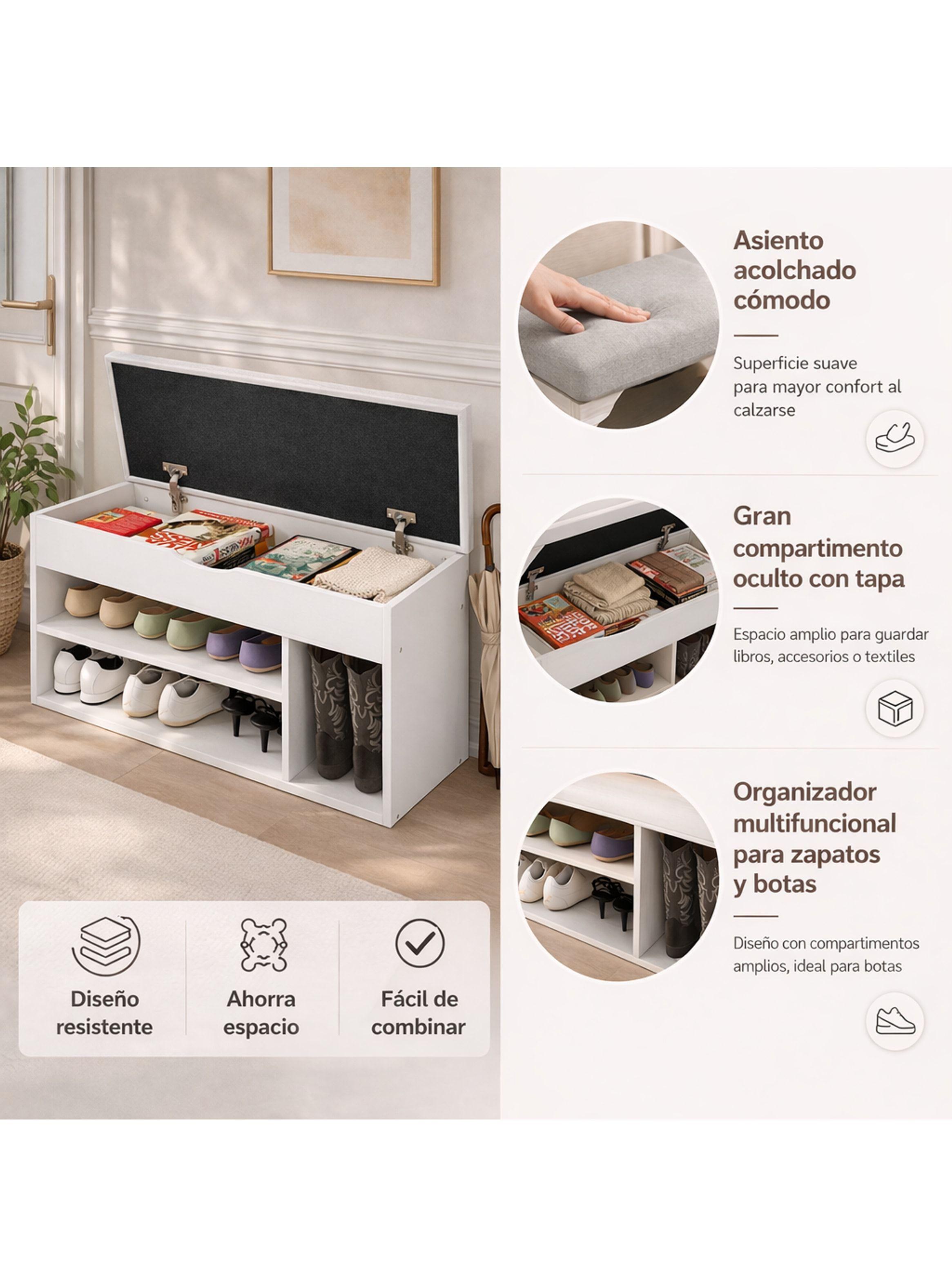 Zapatero Organizador Zapatos Banca Probador De Zapato Bota Blanca-4