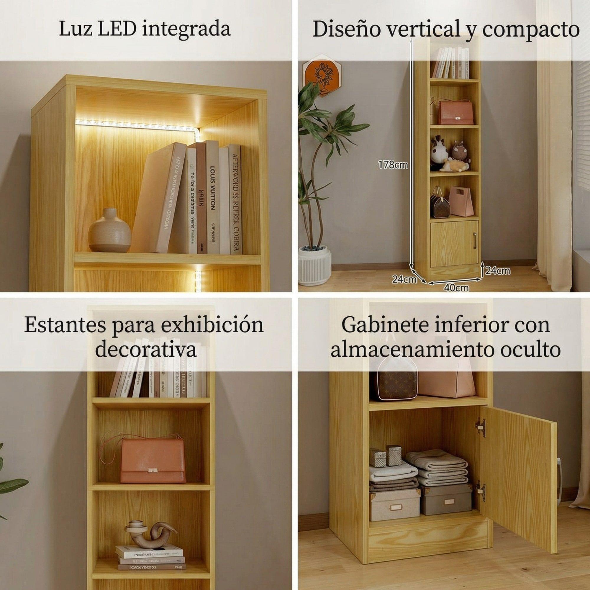 Estante Repisa Para Libros Decoración Con Luz 40 De Ancho Marrón-3