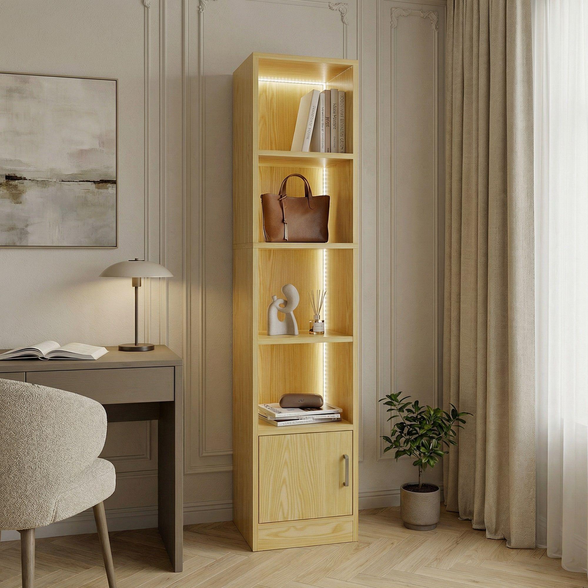 Estante Repisa Para Libros Decoración Con Luz 40 De Ancho Marrón-4