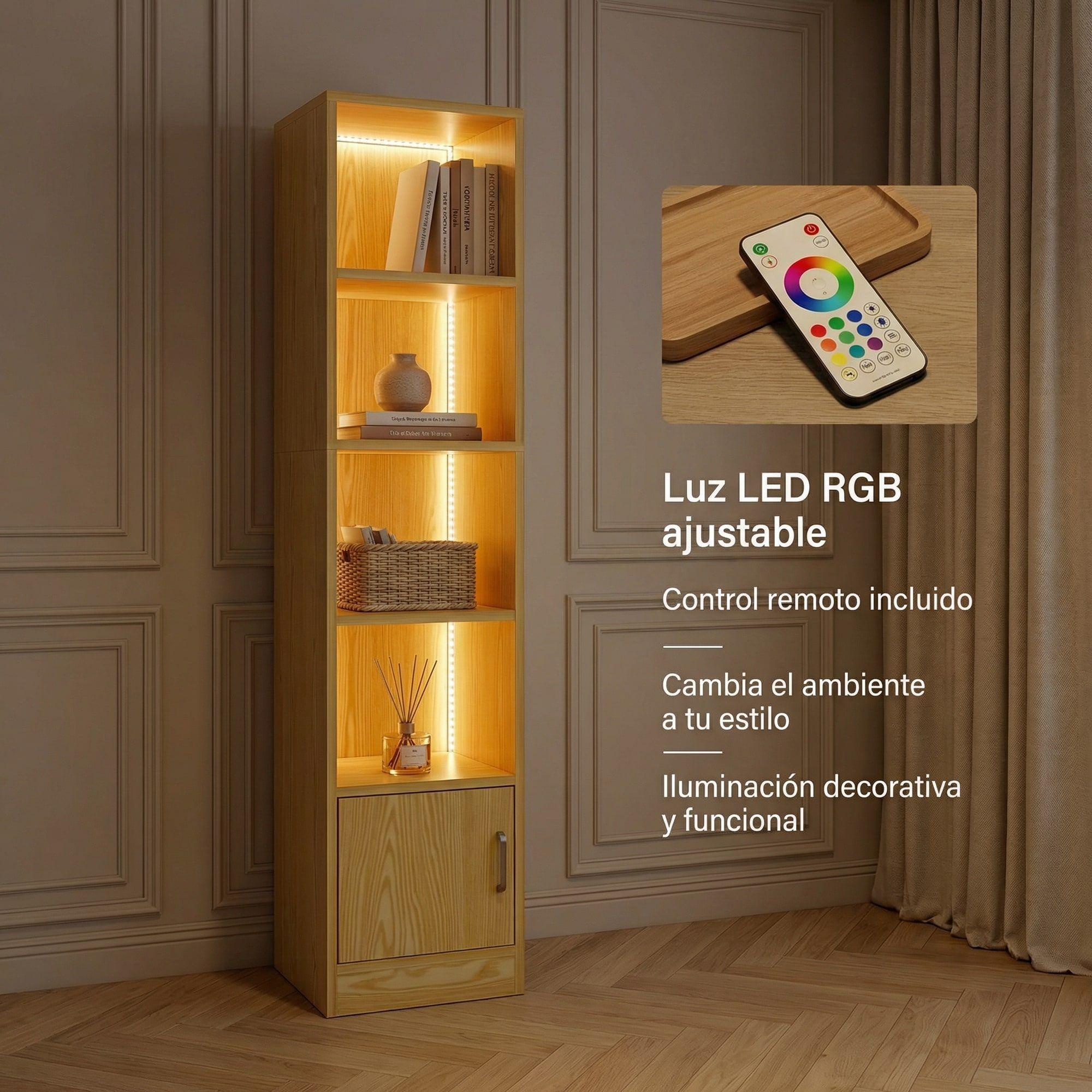 Estante Repisa Para Libros Decoración Con Luz 40 De Ancho Marrón-5