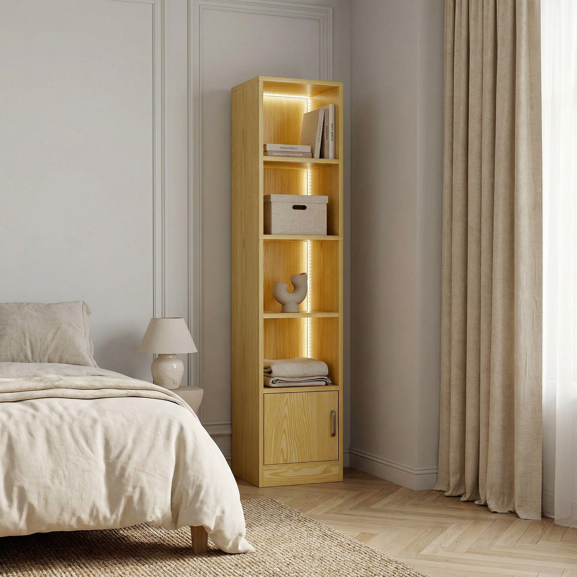 Estante Repisa Para Libros Decoración Con Luz 40 De Ancho Marrón-6