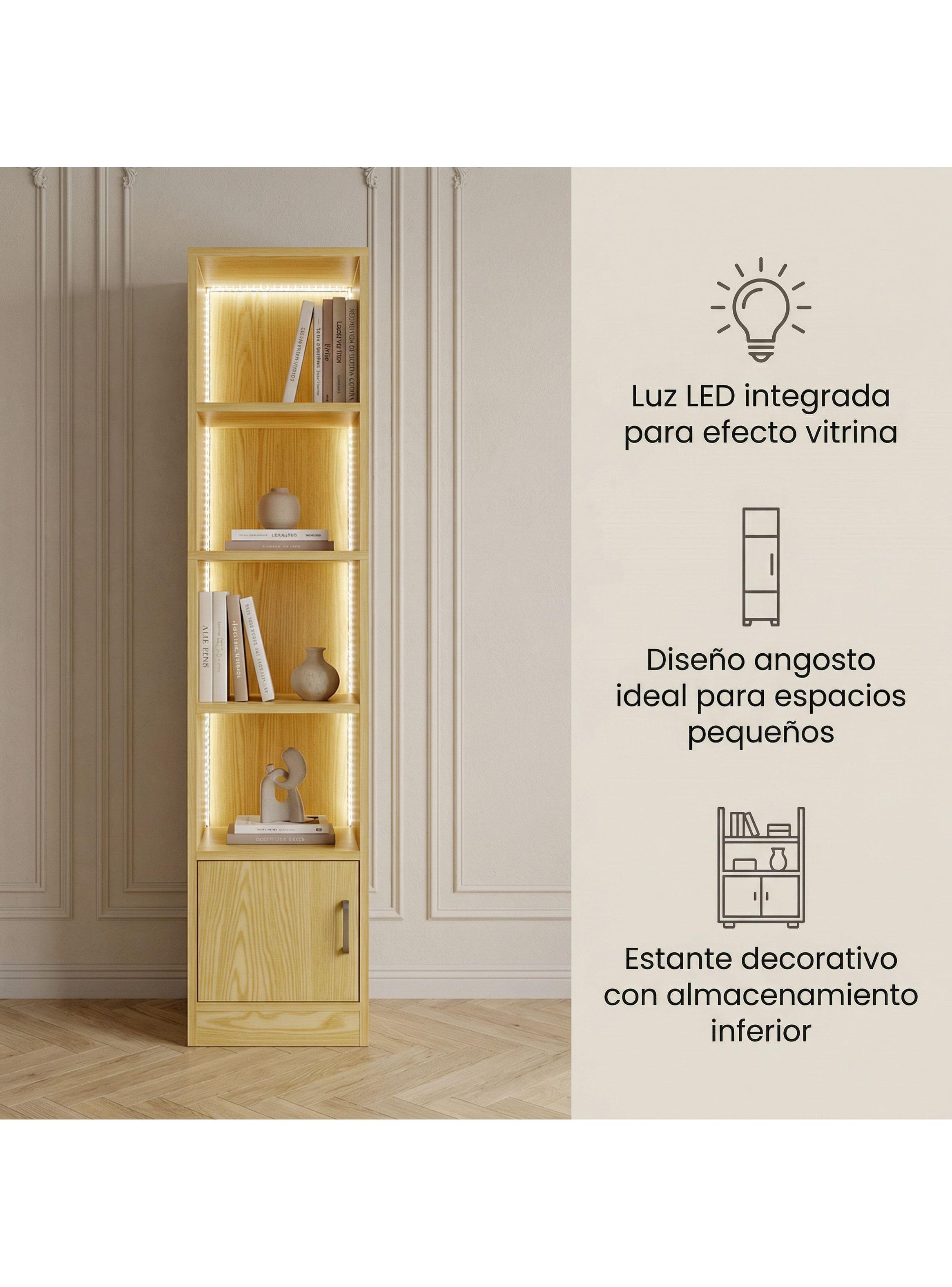 Estante Repisa Para Libros Decoración Con Luz 40 De Ancho Marrón-1