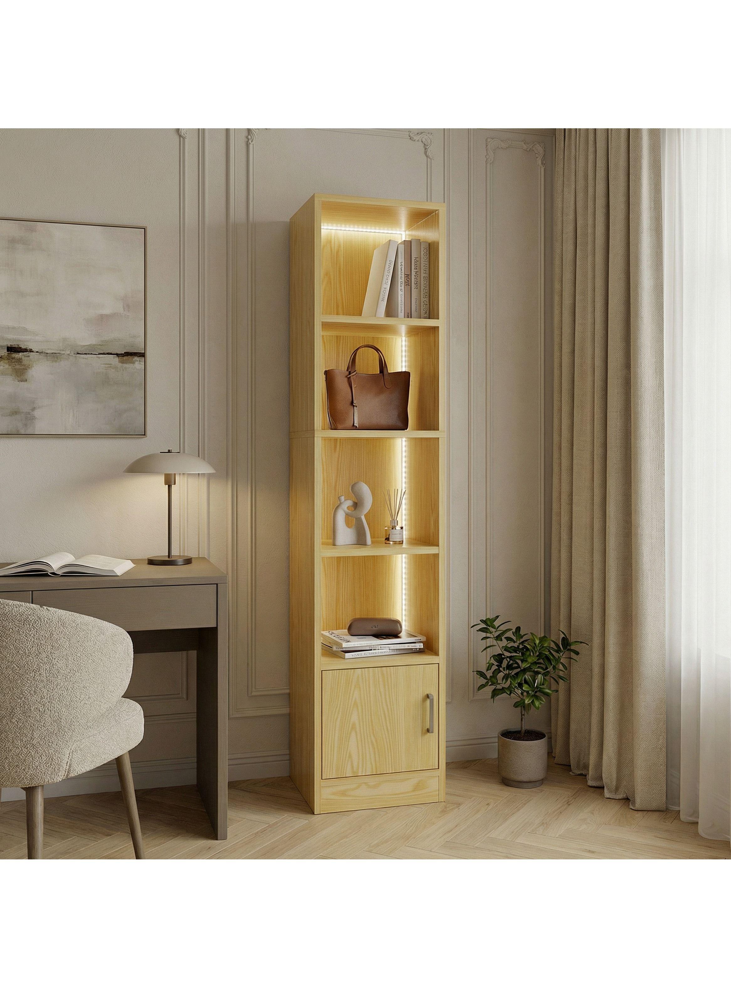 Estante Repisa Para Libros Decoración Con Luz 40 De Ancho Marrón-4