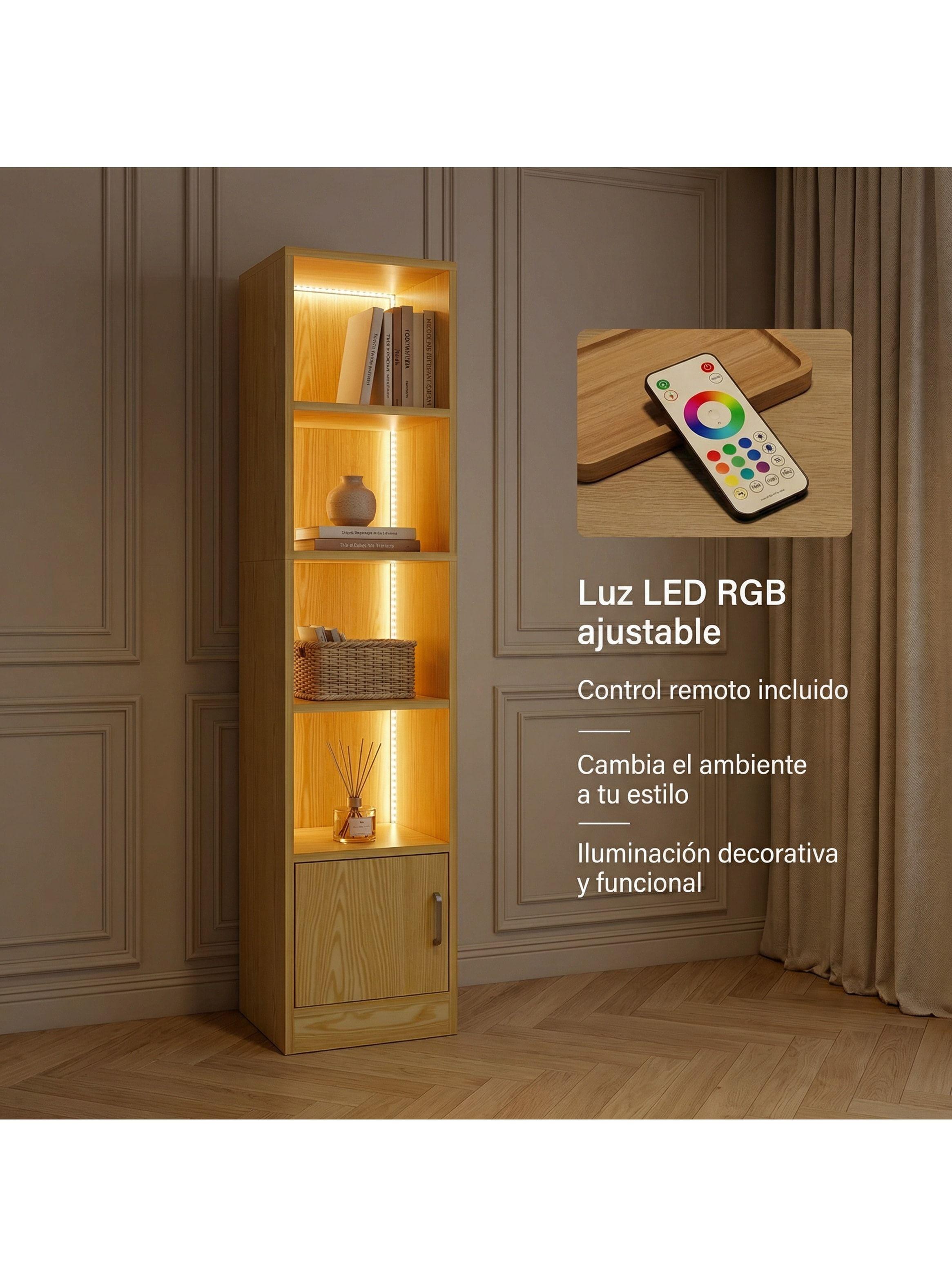 Estante Repisa Para Libros Decoración Con Luz 40 De Ancho Marrón-5
