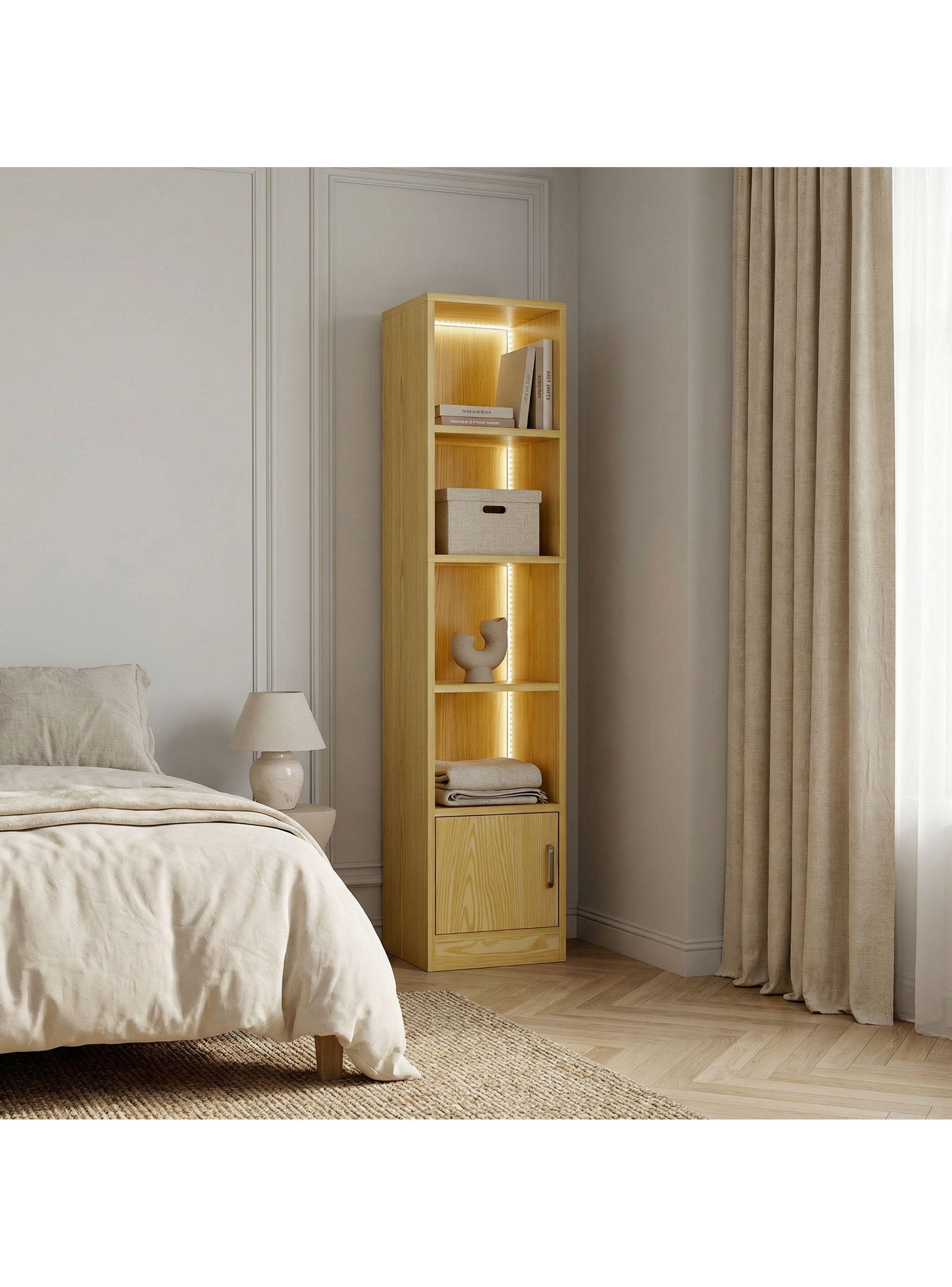 Estante Repisa Para Libros Decoración Con Luz 40 De Ancho Marrón-6