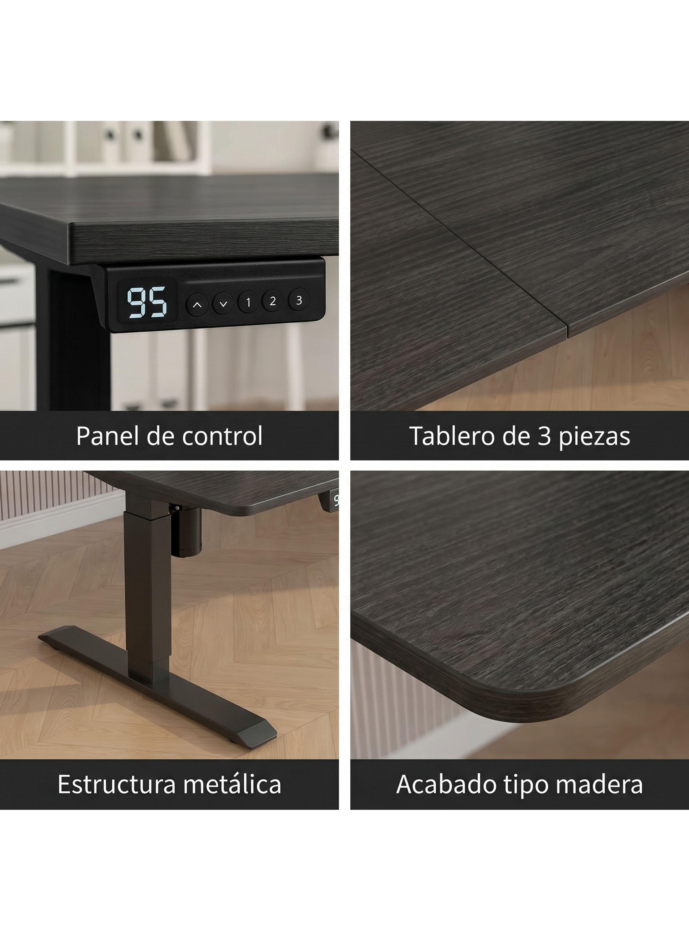 Escritorio Altura Ajustable Eléctrico 160x60cm Profesional Negro-3